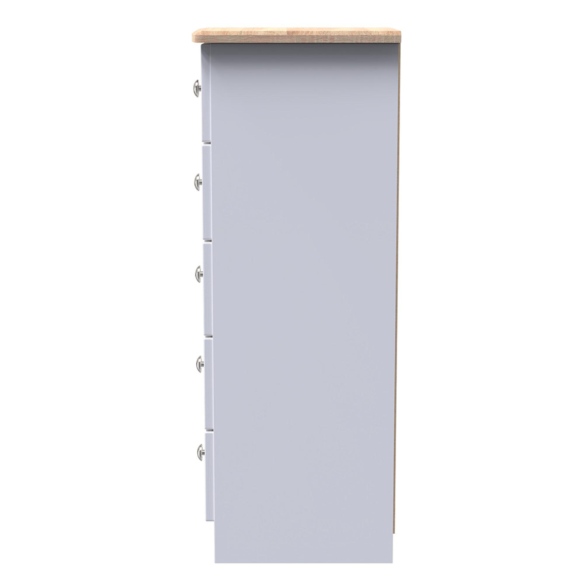 Sussex Narrow Chest - 5 Drawer - White and Oak