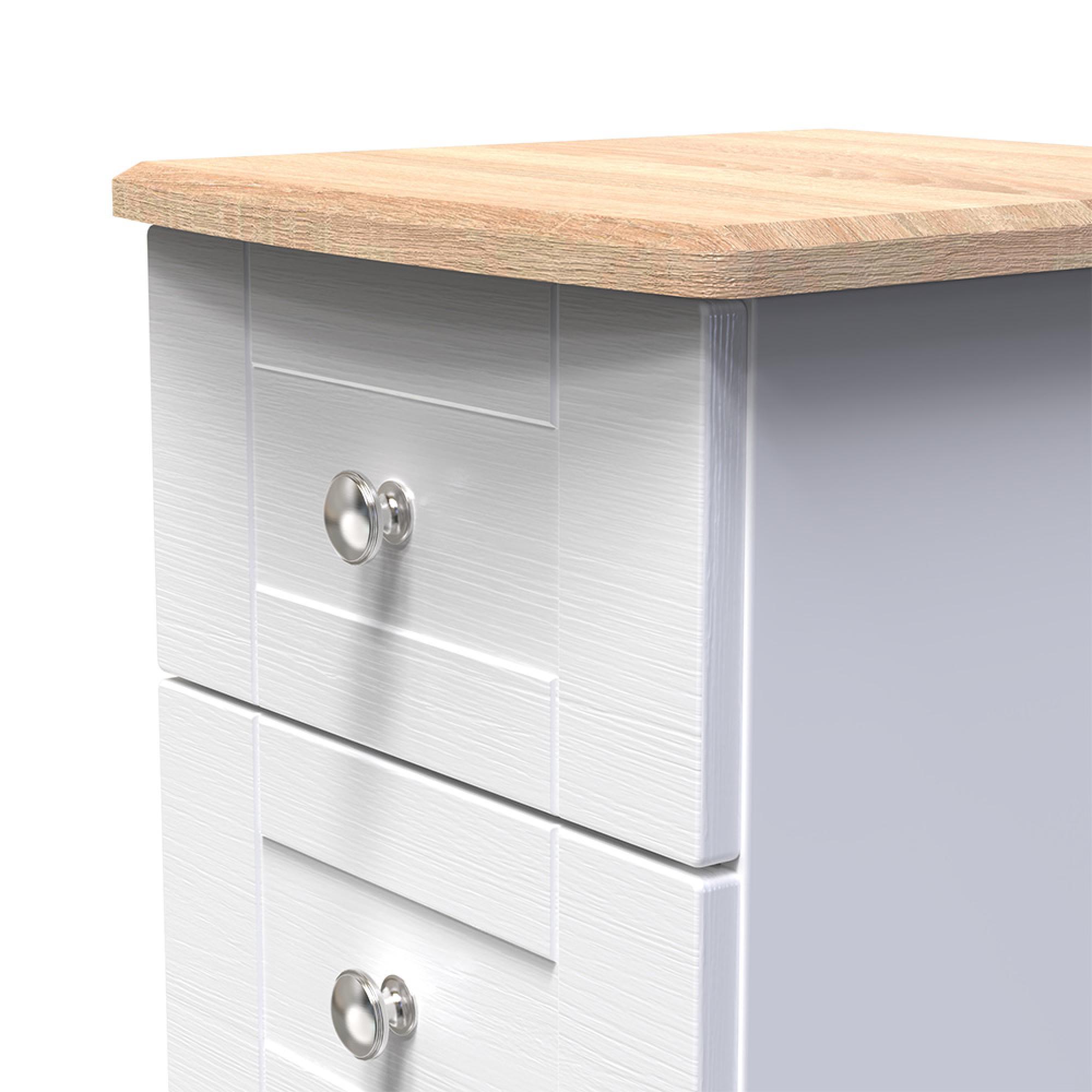 Sussex Narrow Chest - 5 Drawer - White and Oak