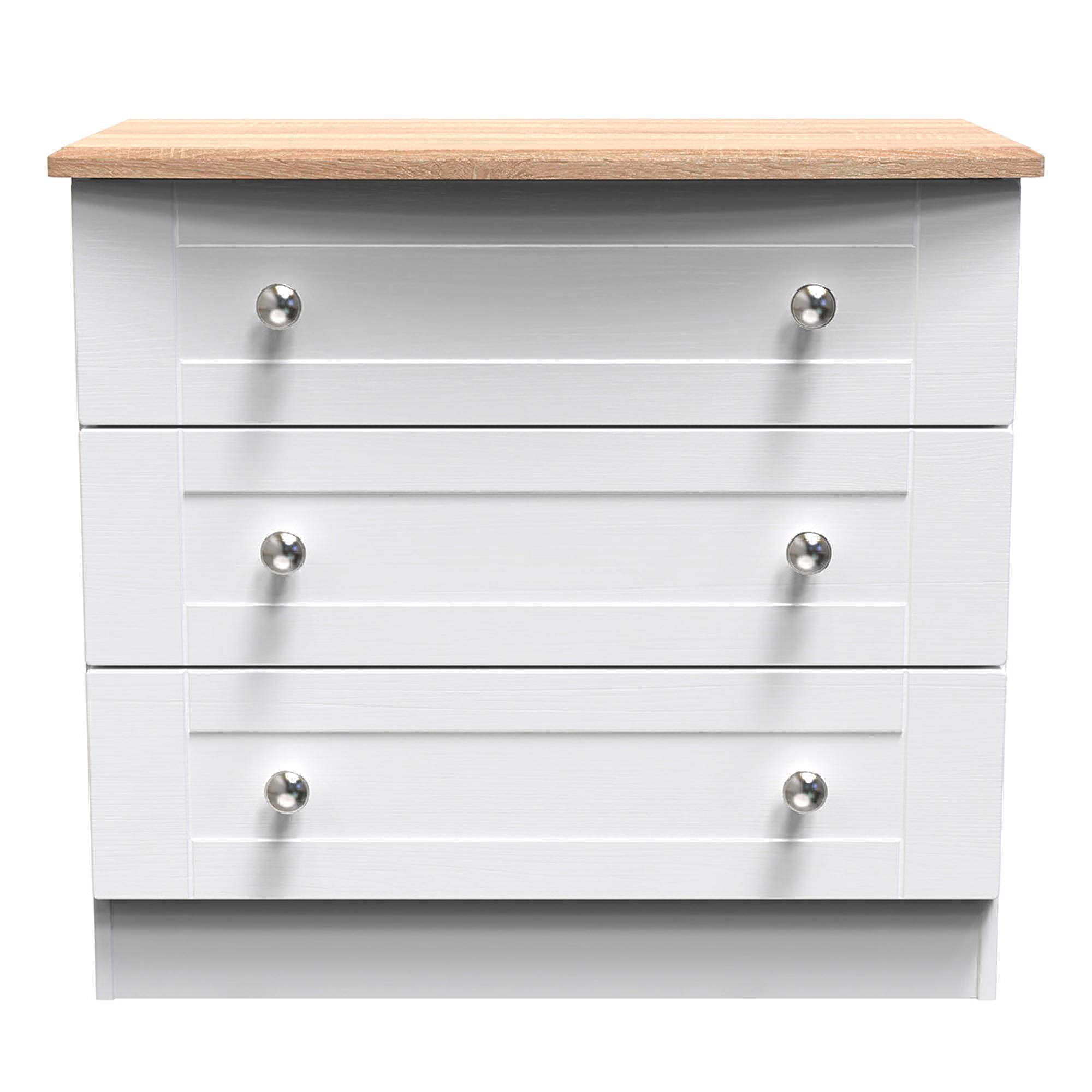 Sussex Small Chest - 3 Drawer - White and Oak