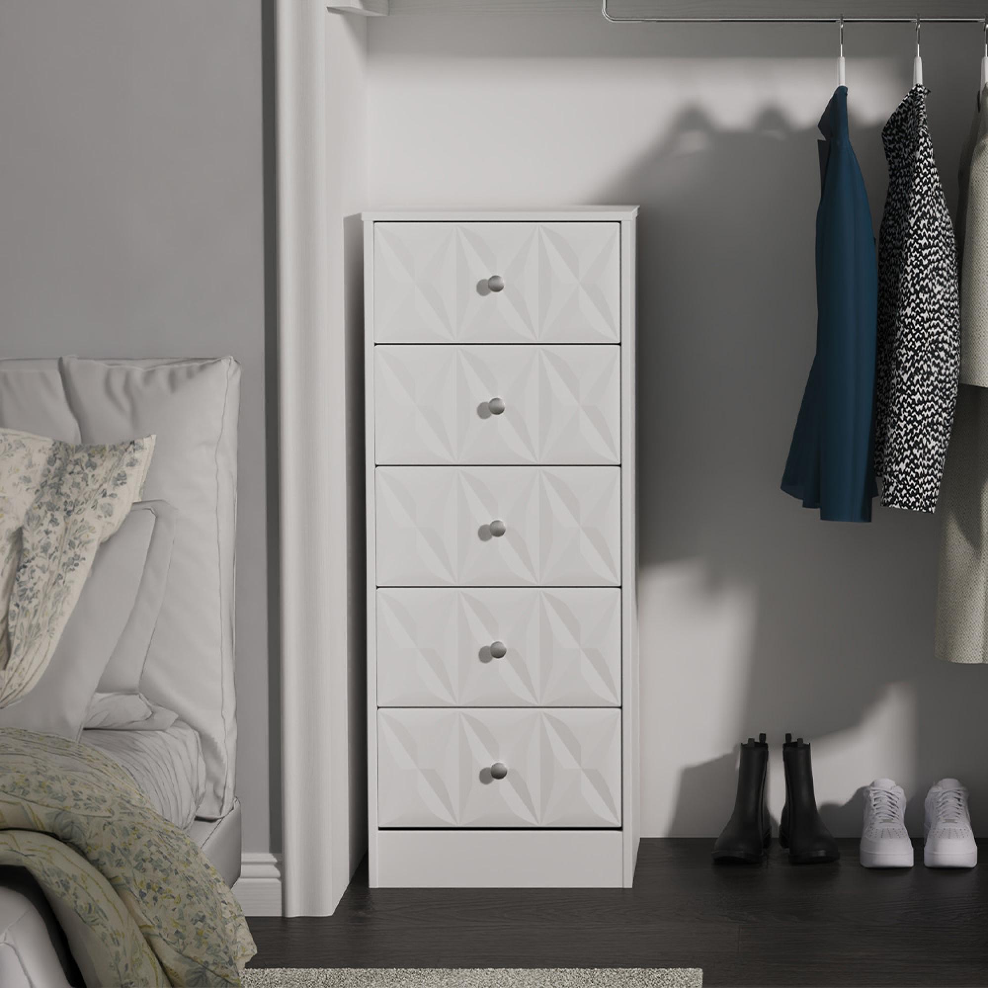 San Jose Chest - Narrow - 5 Drawer - White