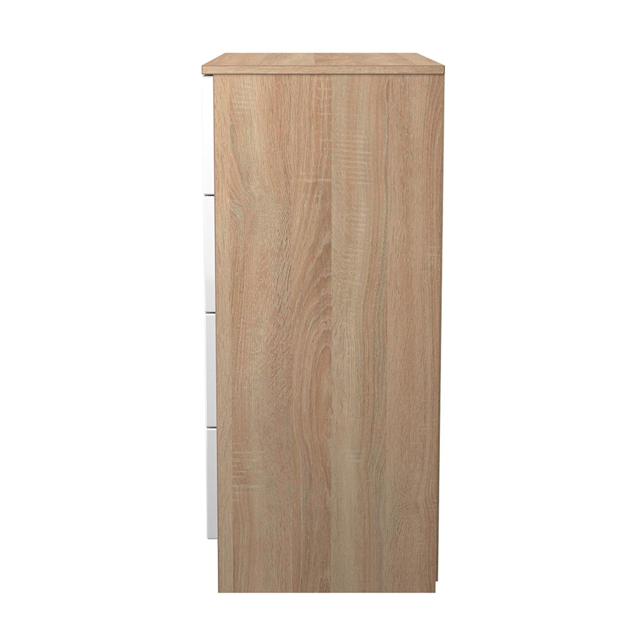 Milan Chest - 4 Drawer - White Gloss and Oak