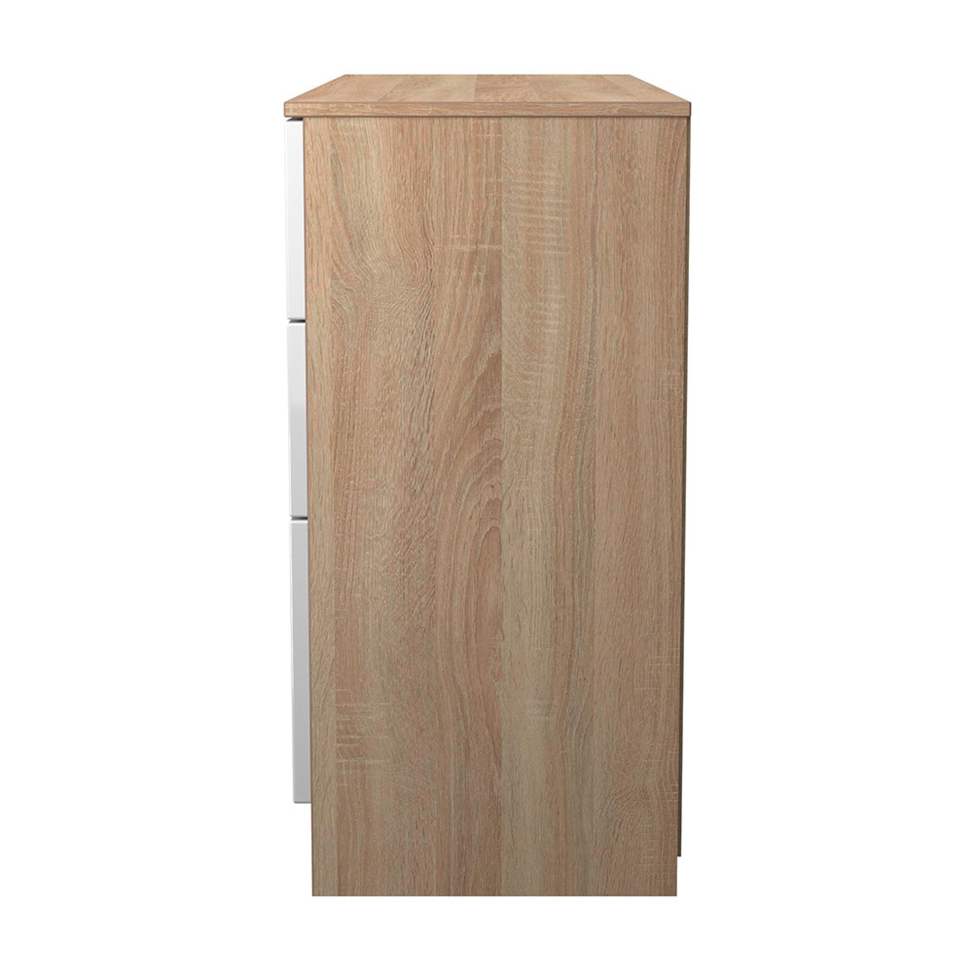 Milan Chest - Midi - 6 Drawer - White Gloss and Oak