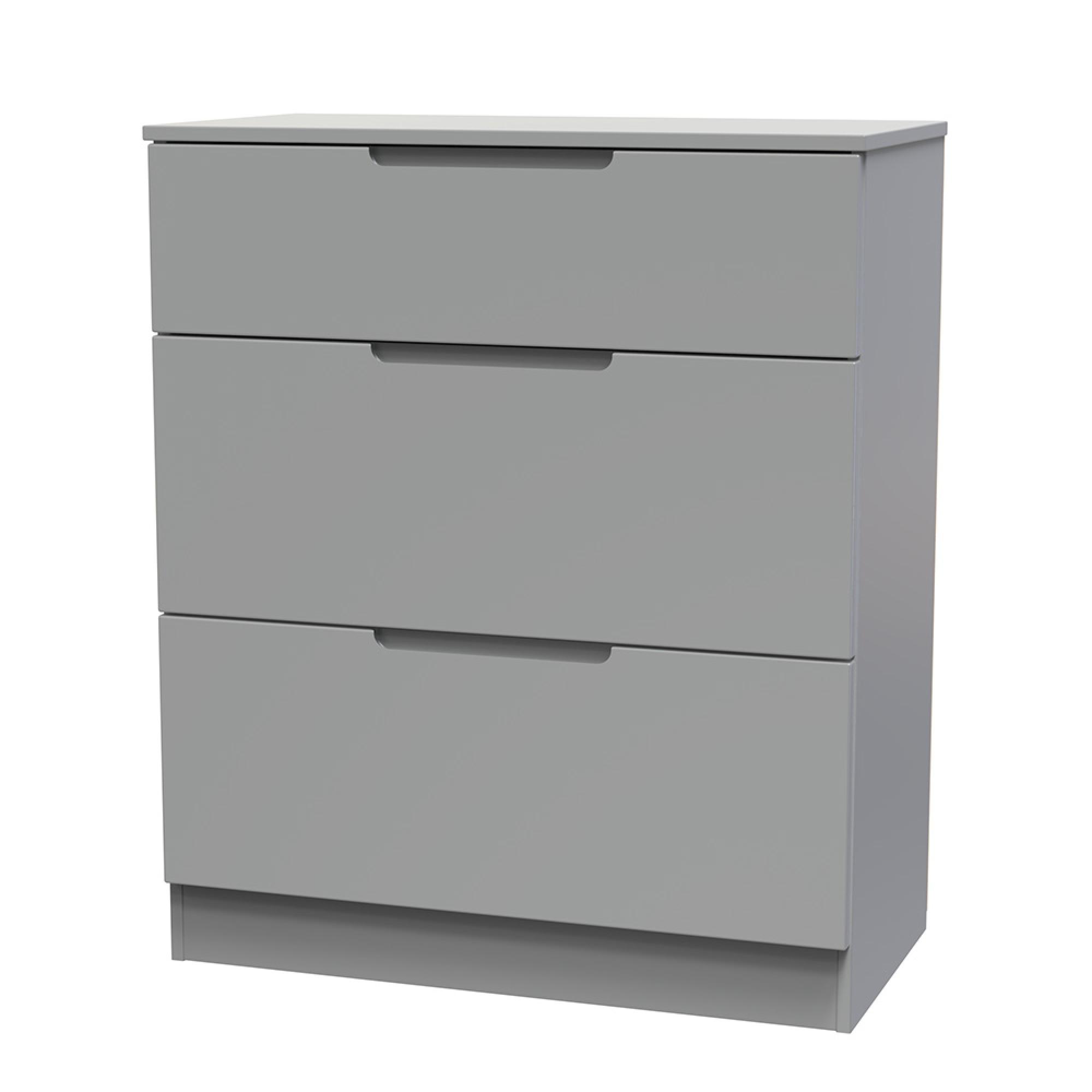 Milan Chest - Deep - 3 Drawer - Grey