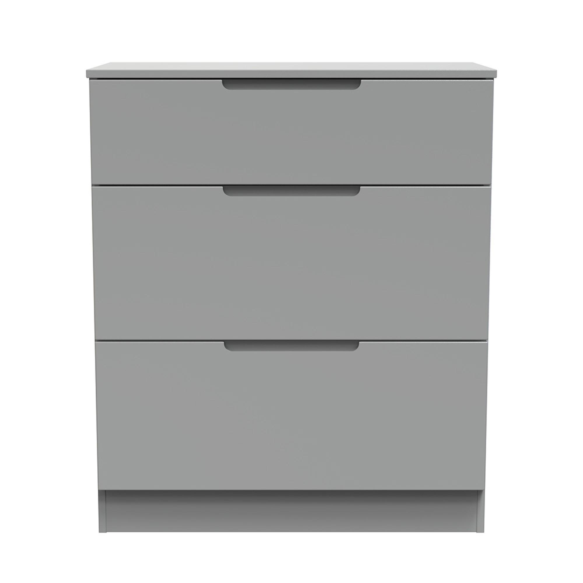 Milan Chest - Deep - 3 Drawer - Grey