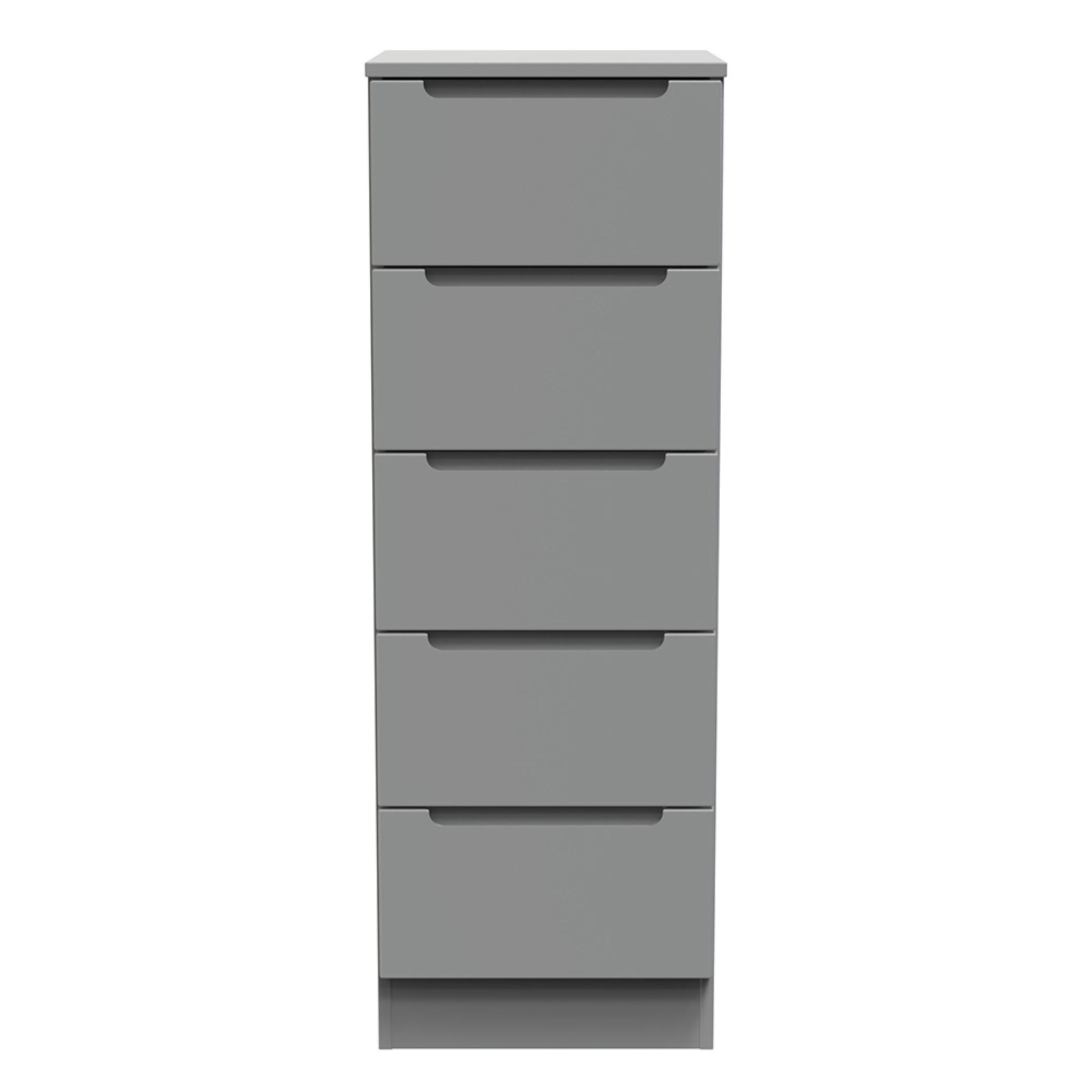 Milan Chest - Narrow - 5 Drawer - Grey