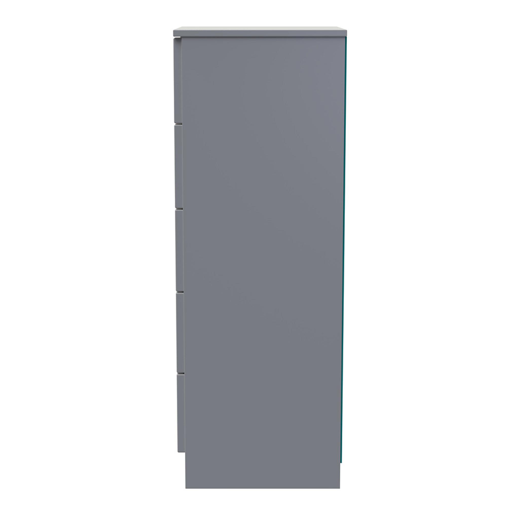 Milan Chest - Narrow - 5 Drawer - Grey