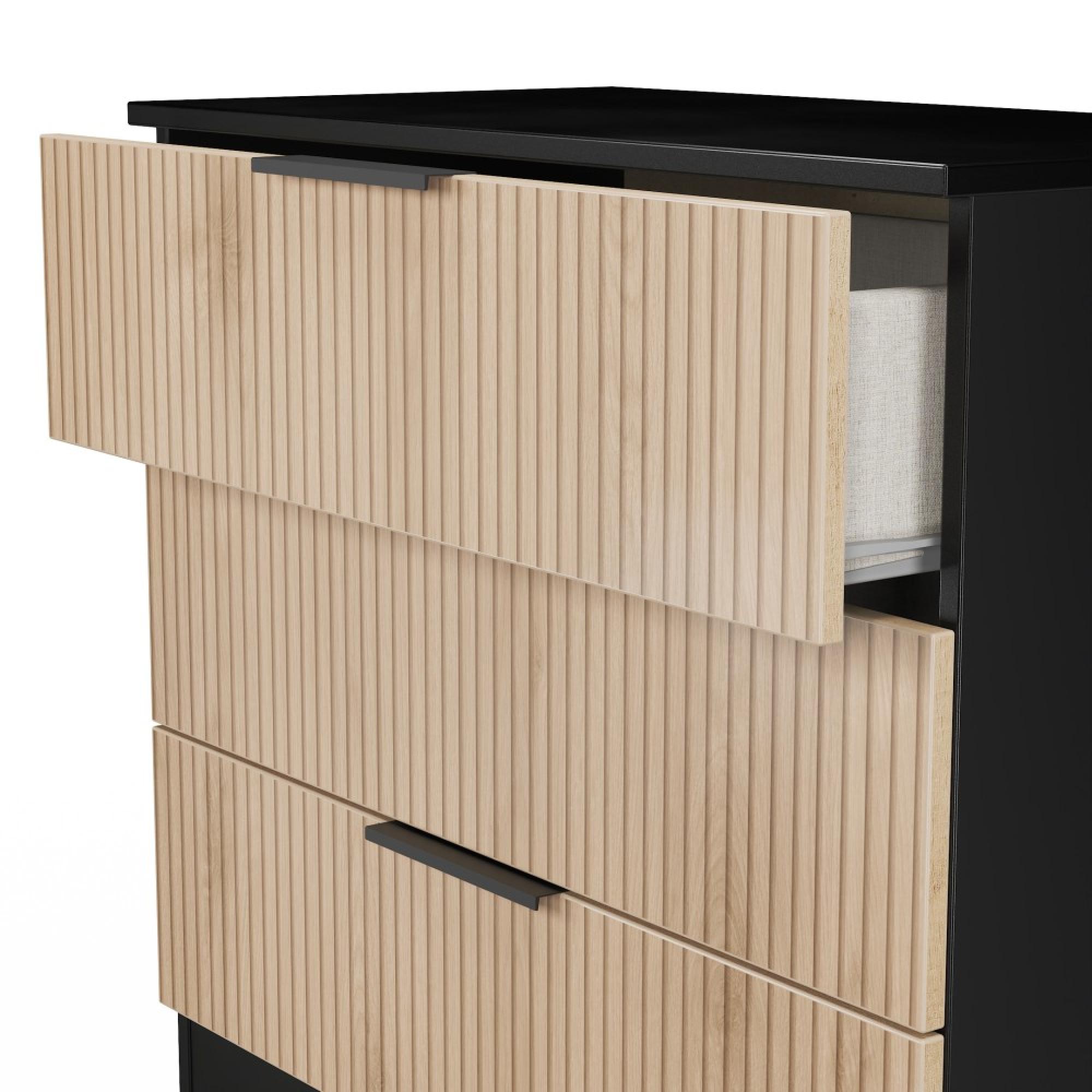 Java Fluted Chest - 3 Drawer - Natural and Black