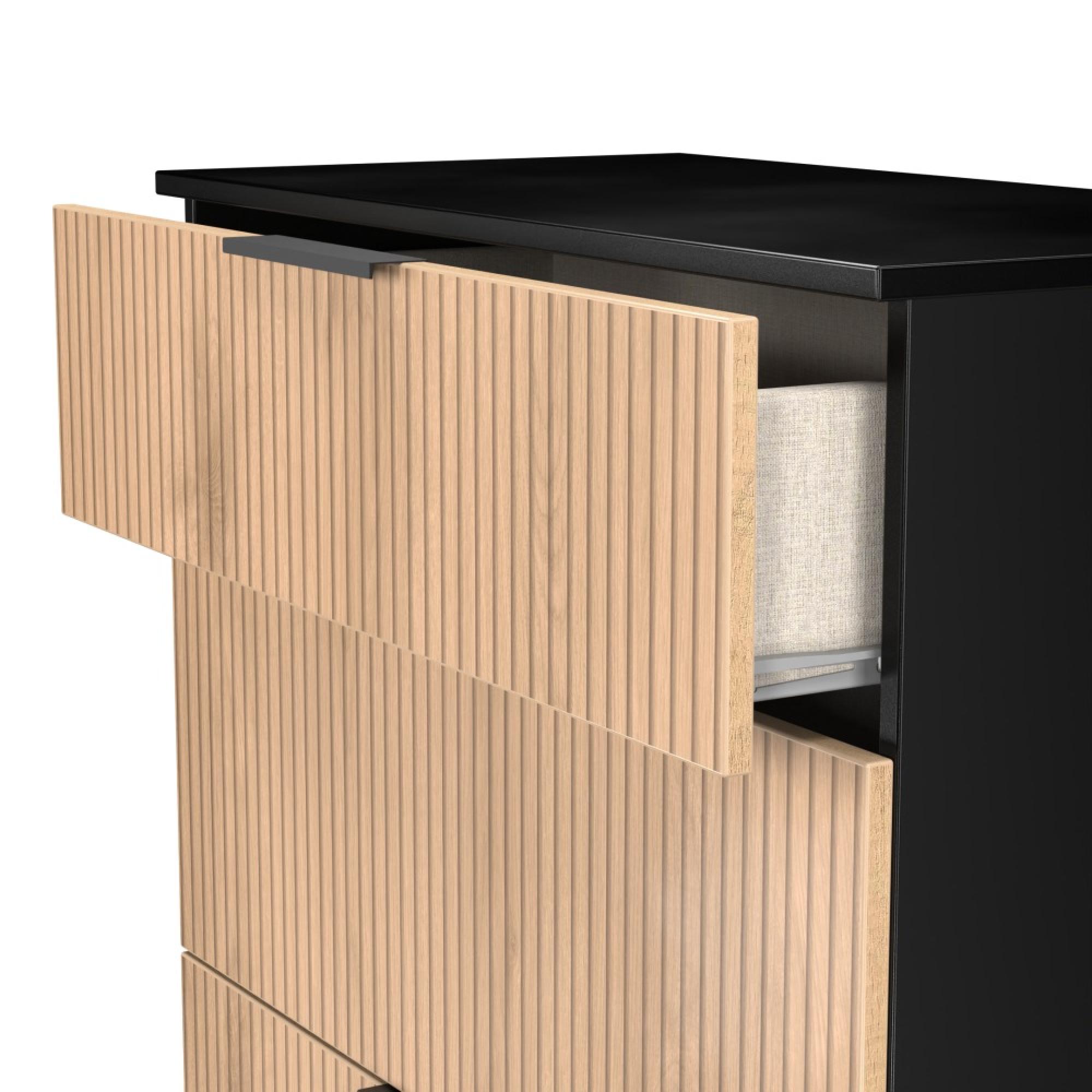 Java Fluted Chest - 3 Drawer - Deep - Natural and Black