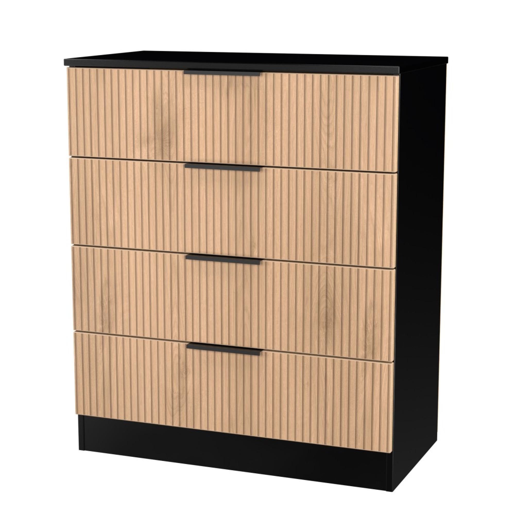 Java Fluted Chest - 4 Drawer - Natural and Black