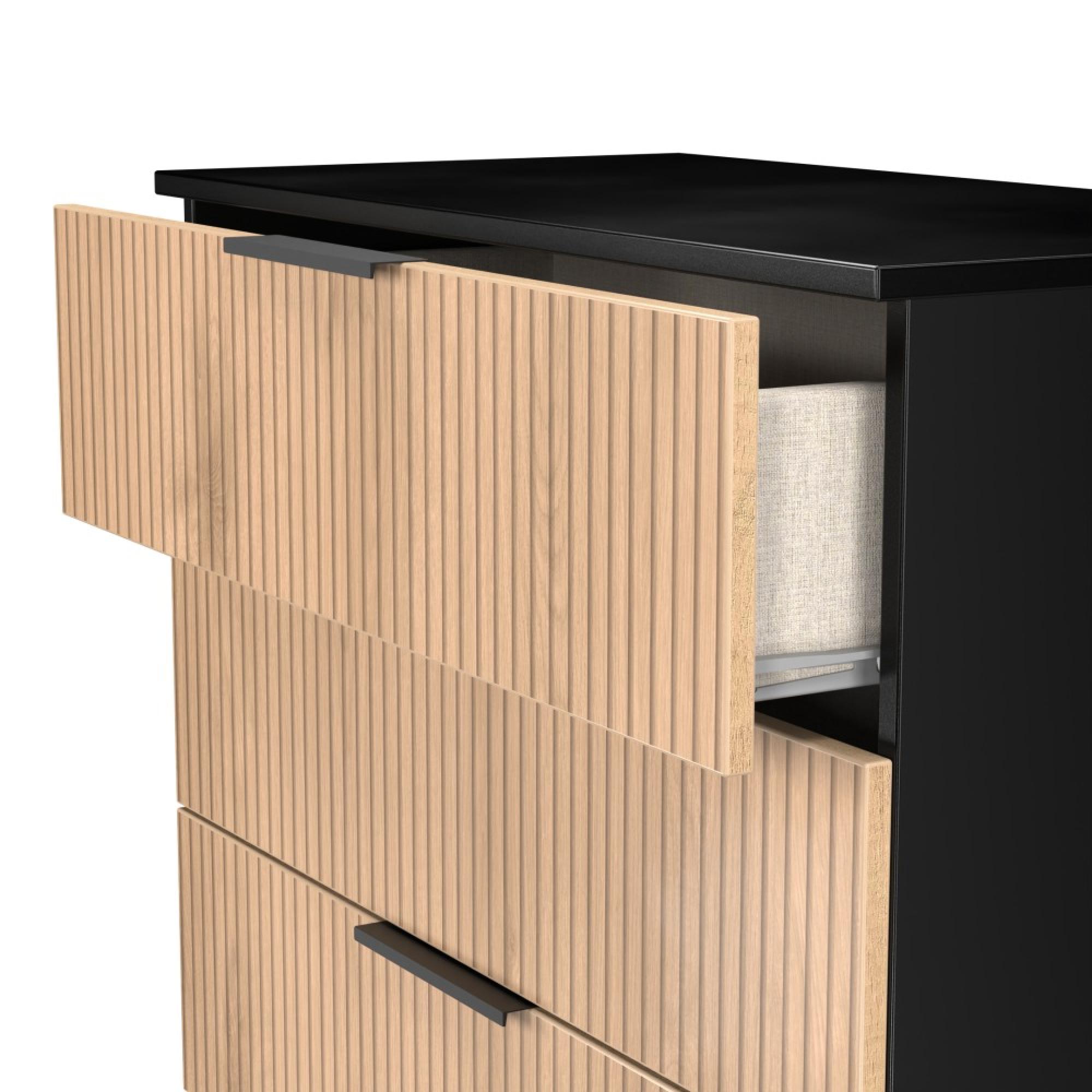 Java Fluted Chest - 4 Drawer - Natural and Black