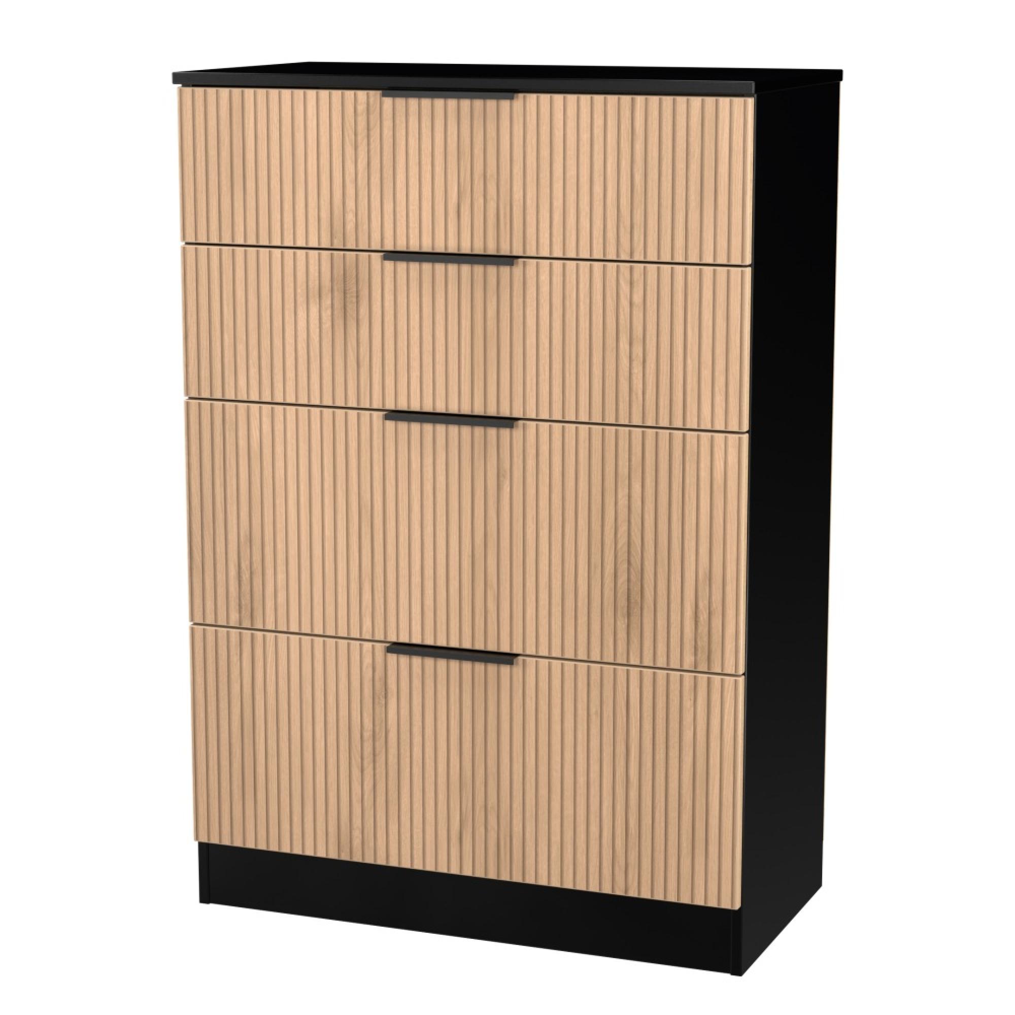 Java Fluted Chest - 4 Drawer - Deep - Natural and Black