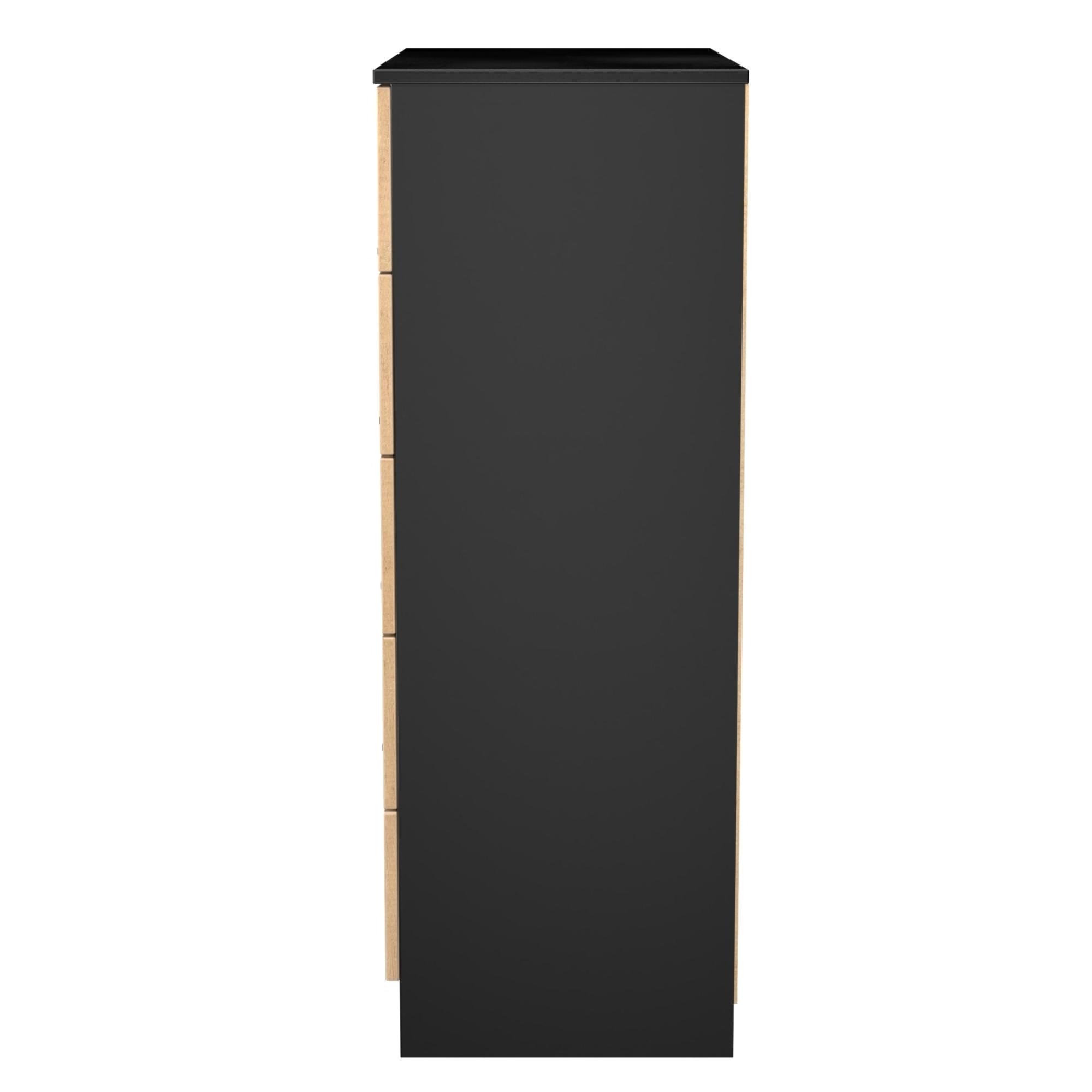 Java Fluted Chest - 5 Drawer - Wide - Natural and Black