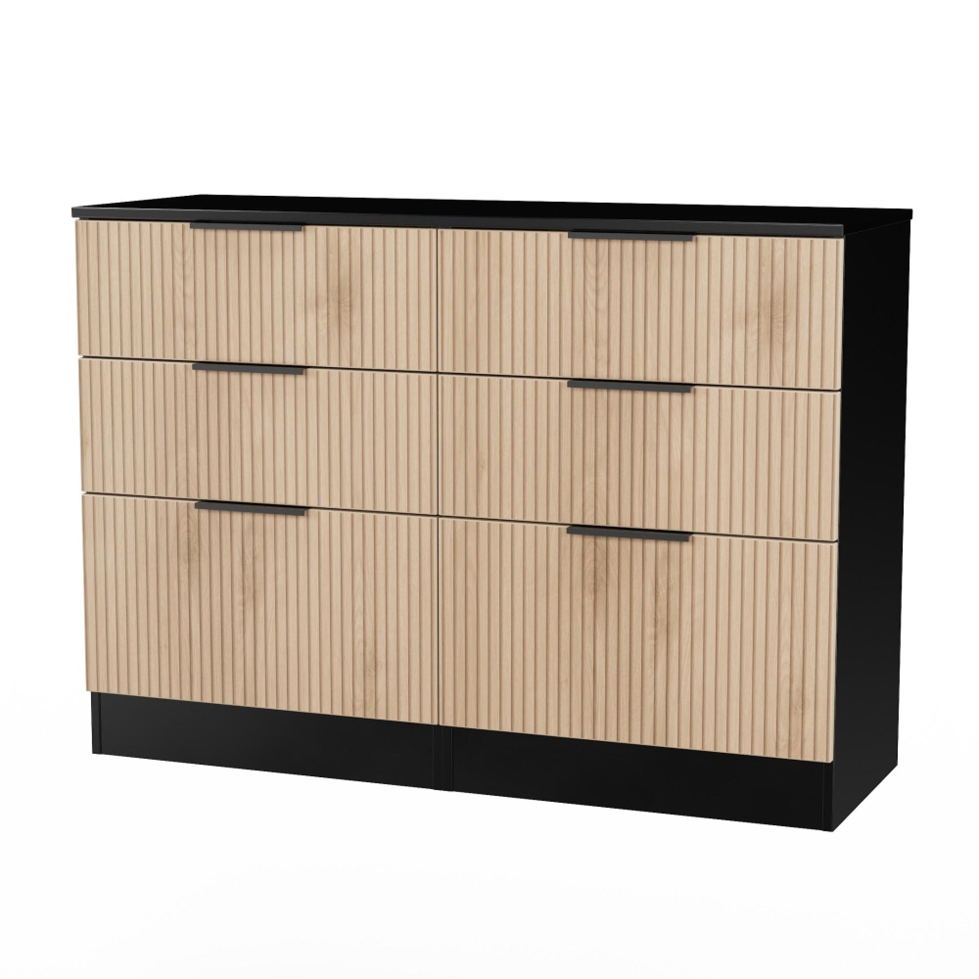 Java Fluted Chest - 6 Drawer - Midi - Natural and Black