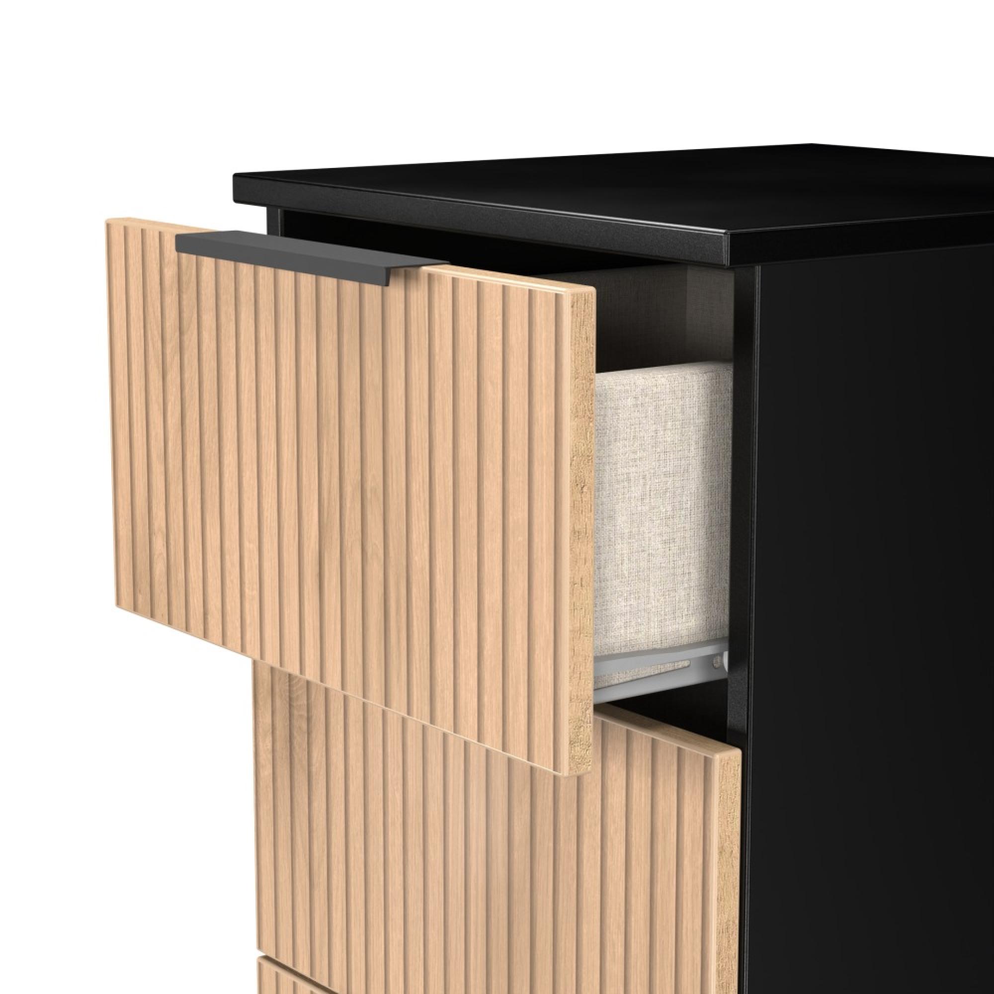 Java Fluted Chest - 5 Drawer - Narrow - Natural and Black