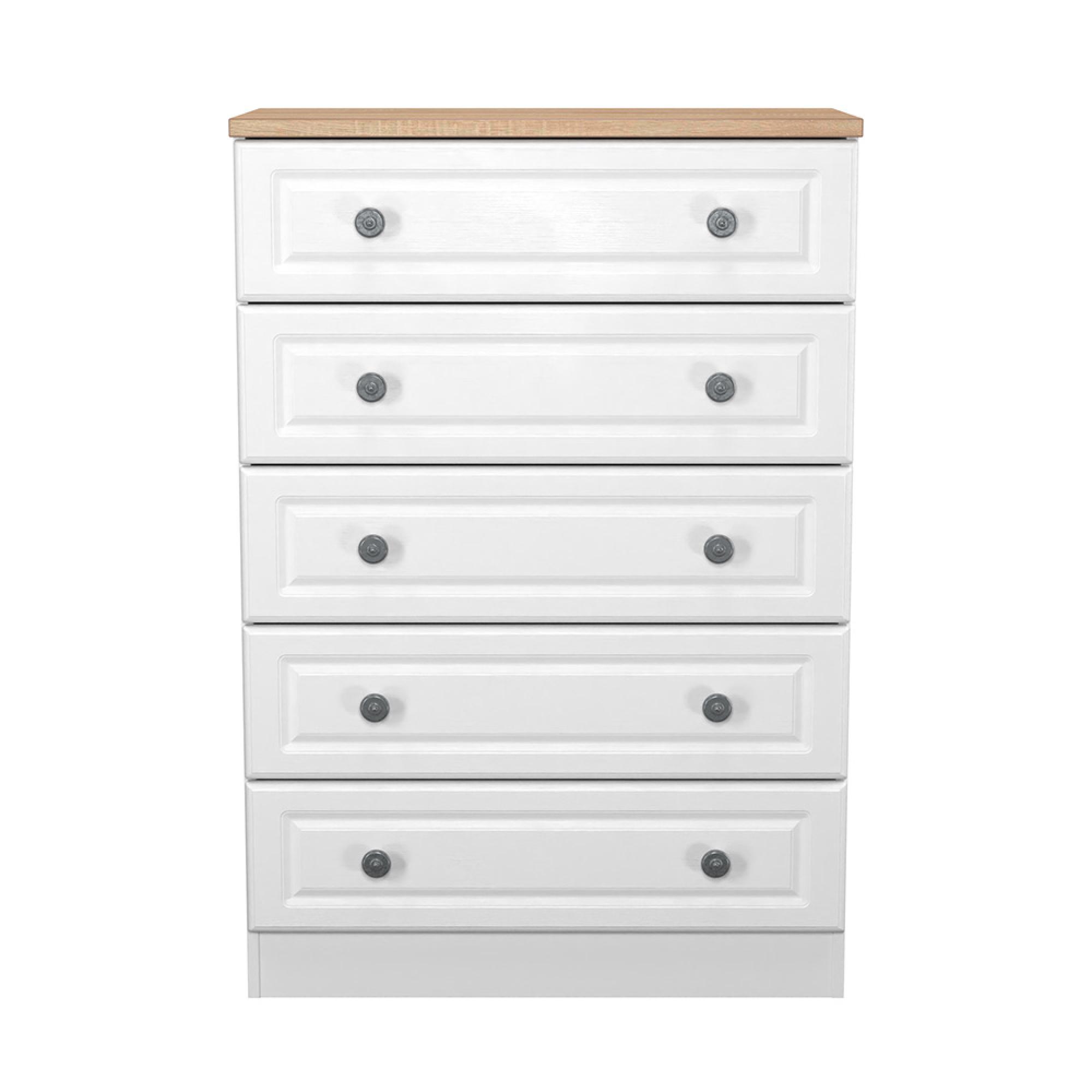 Norfolk Chest - 5 Drawer - White and Oak