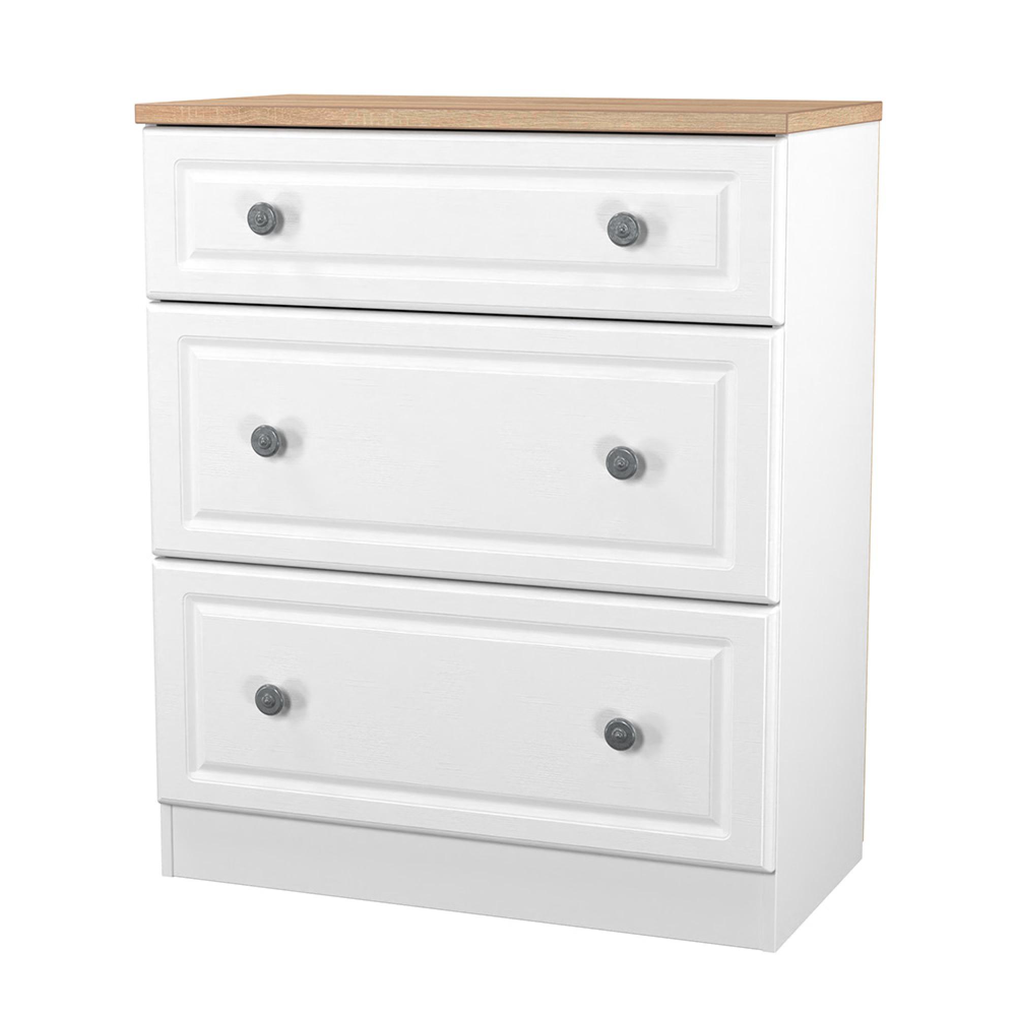 Norfolk Chest - Deep - 3 Drawer - White and Oak