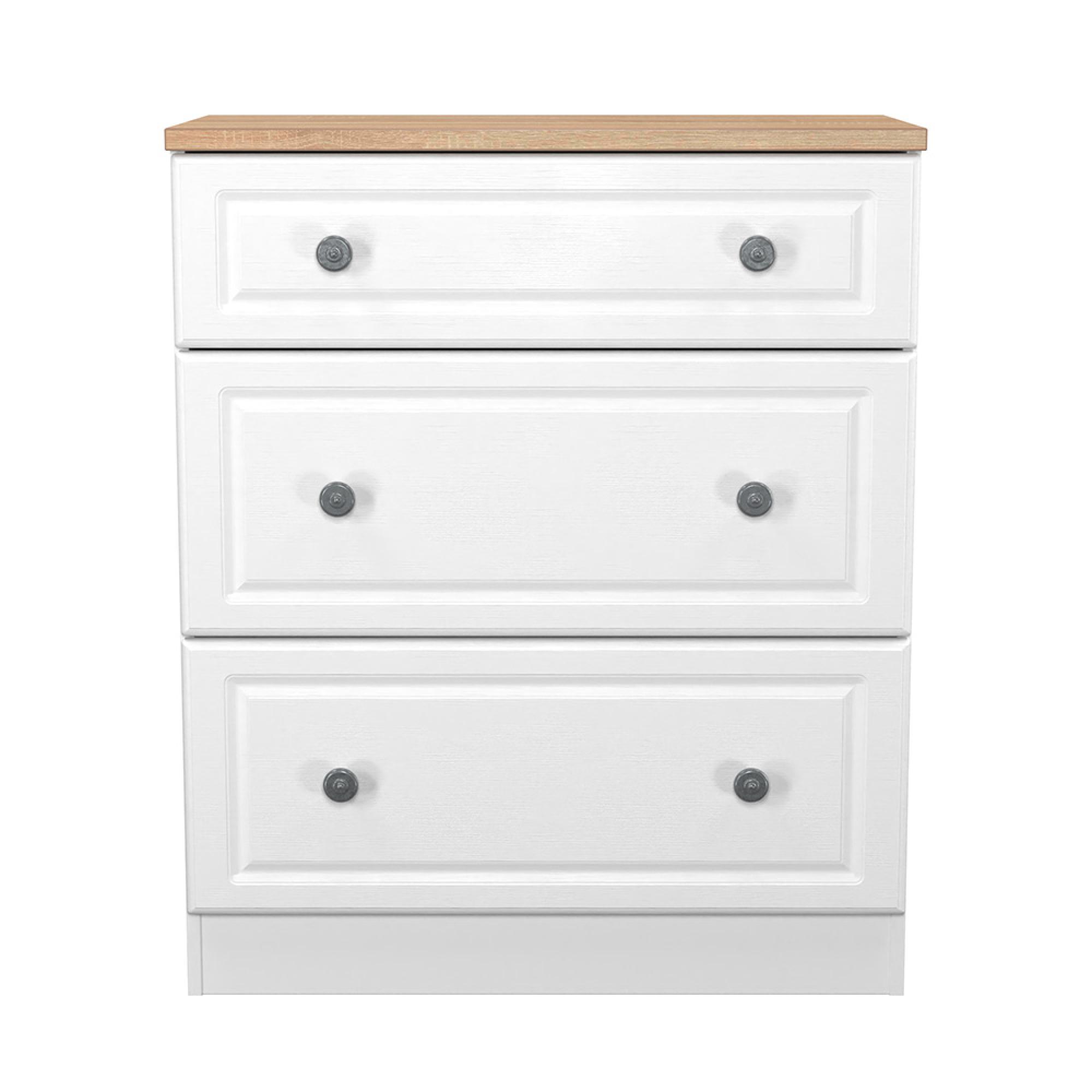 Norfolk Chest - Deep - 3 Drawer - White and Oak