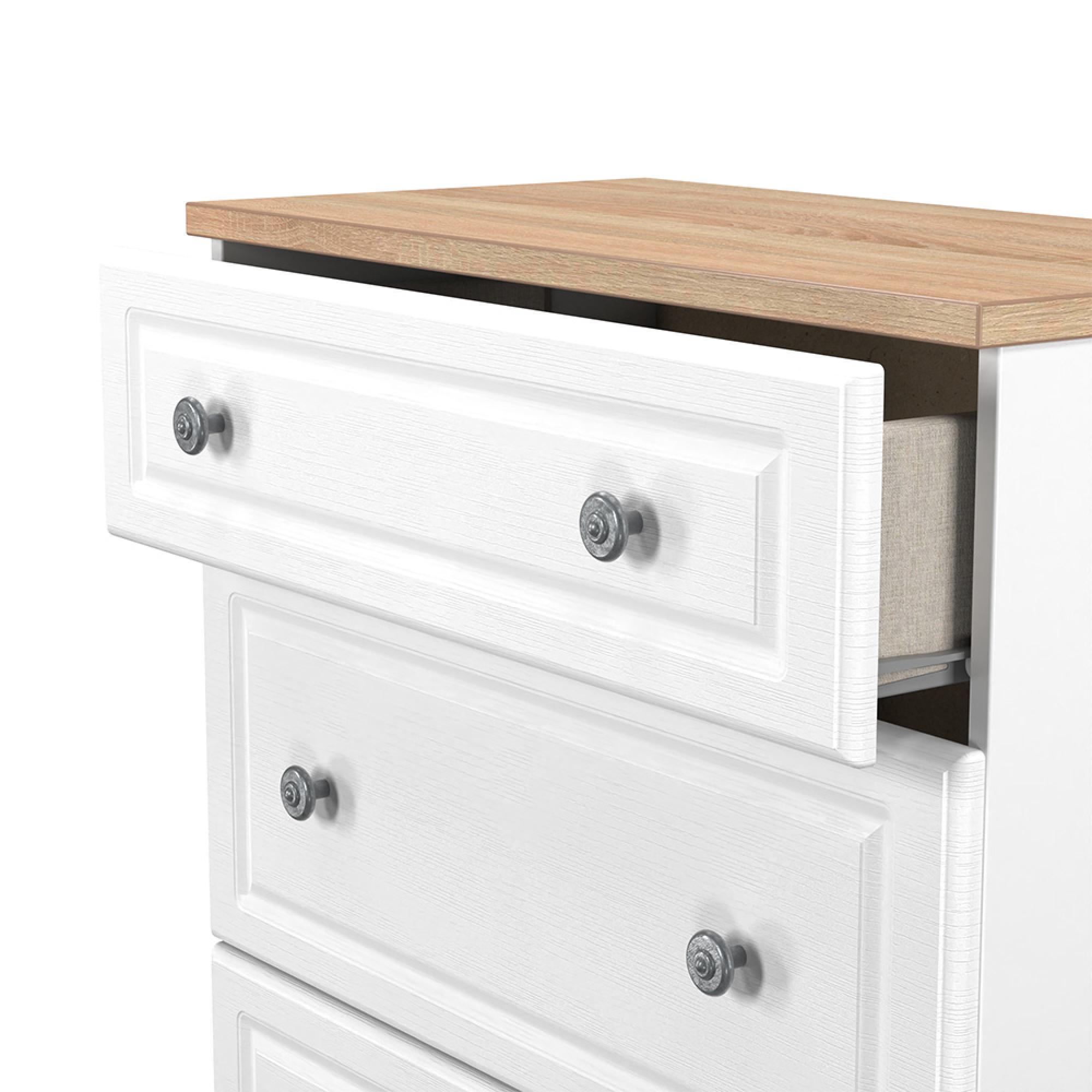 Norfolk Chest - Deep - 3 Drawer - White and Oak