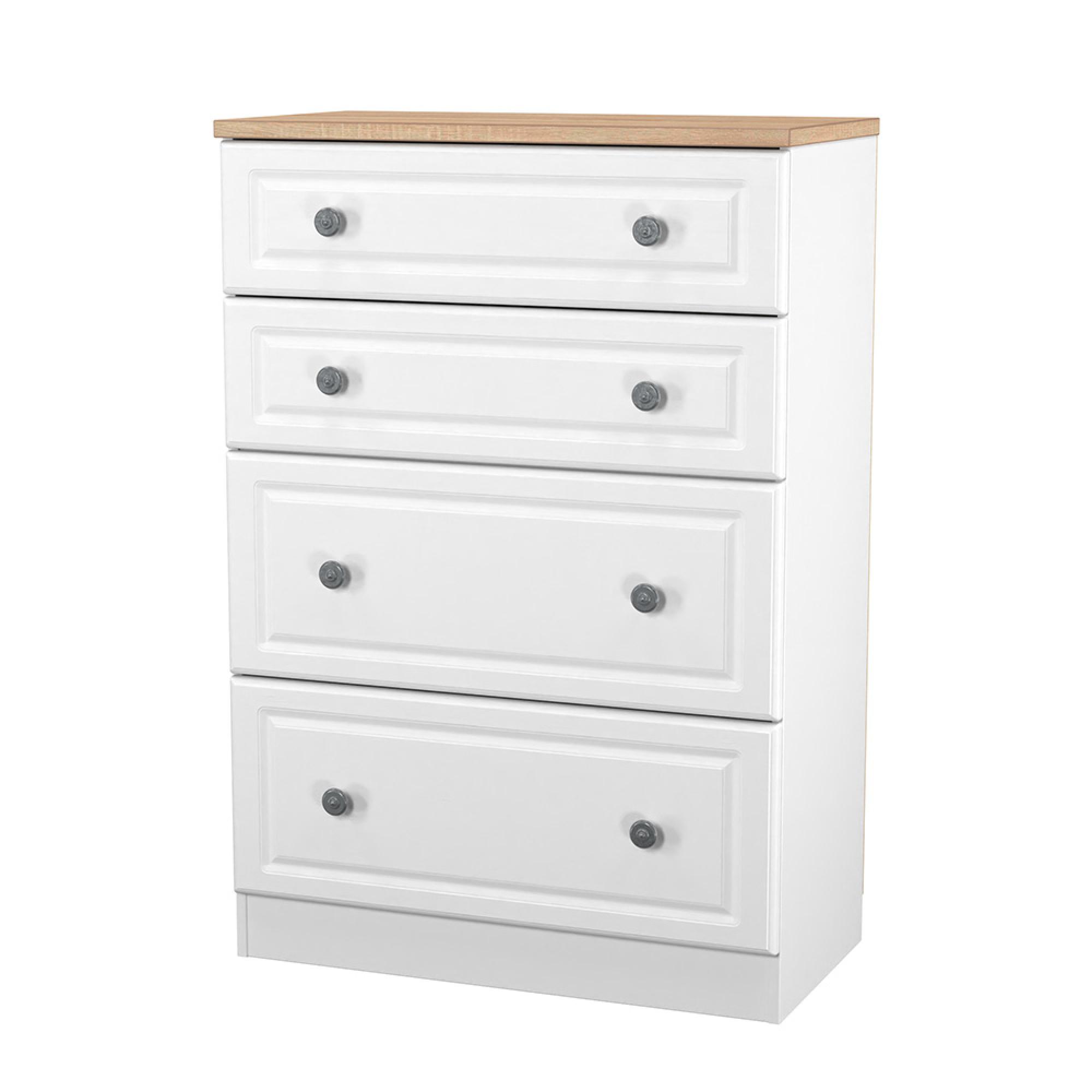 Norfolk Chest - Deep - 4 Drawer - White and Oak