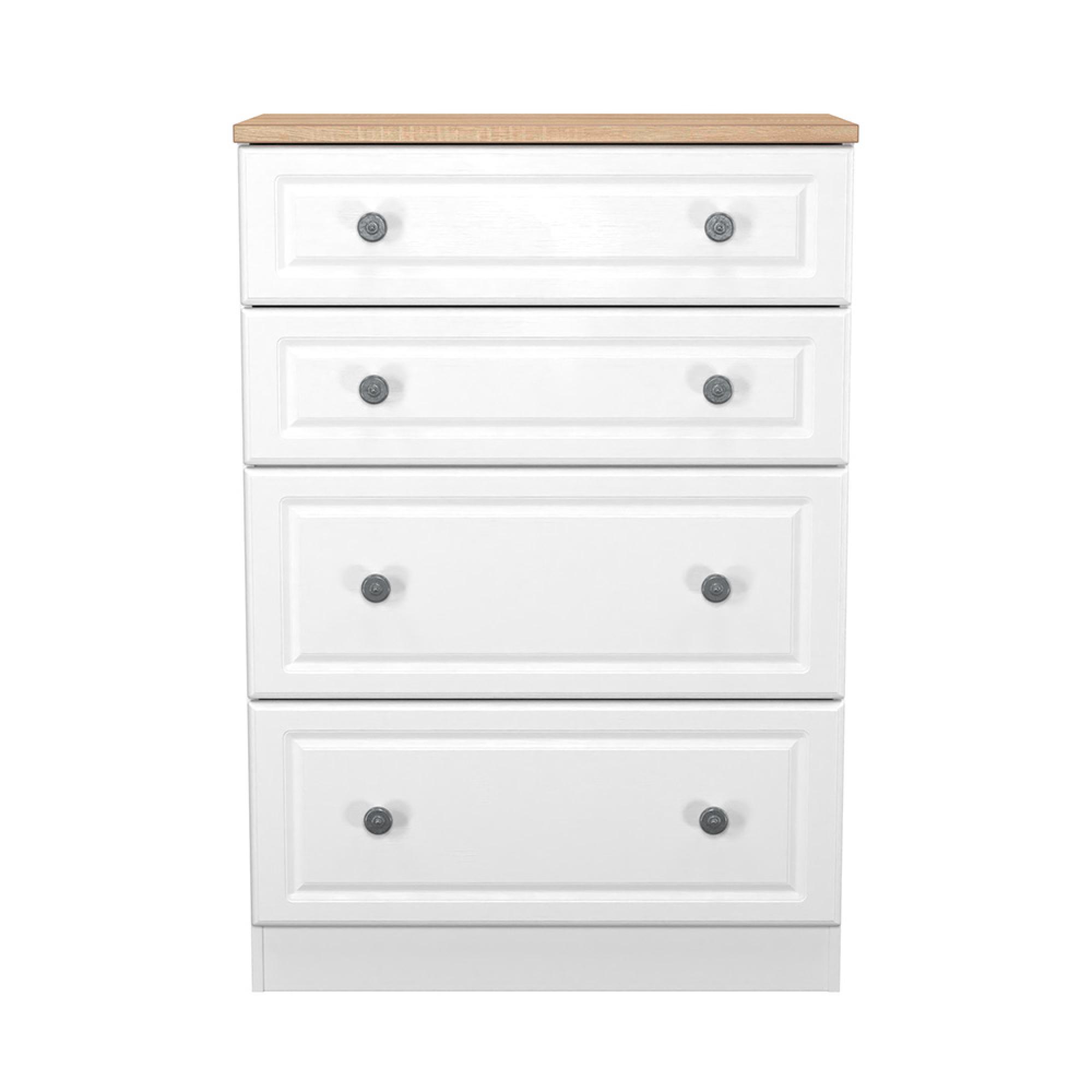Norfolk Chest - Deep - 4 Drawer - White and Oak