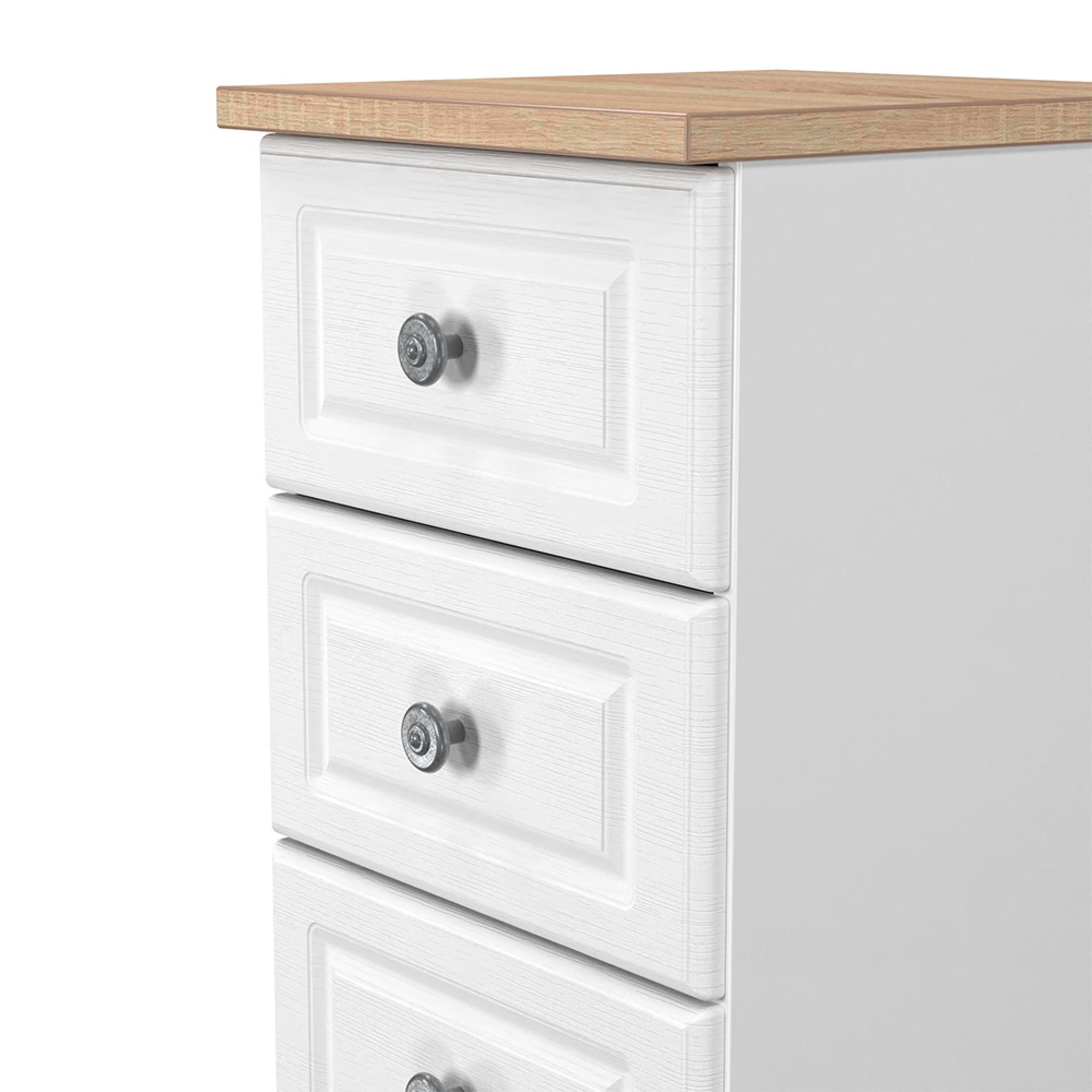 Norfolk Chest - Narrow - 5 Drawer - White and Oak