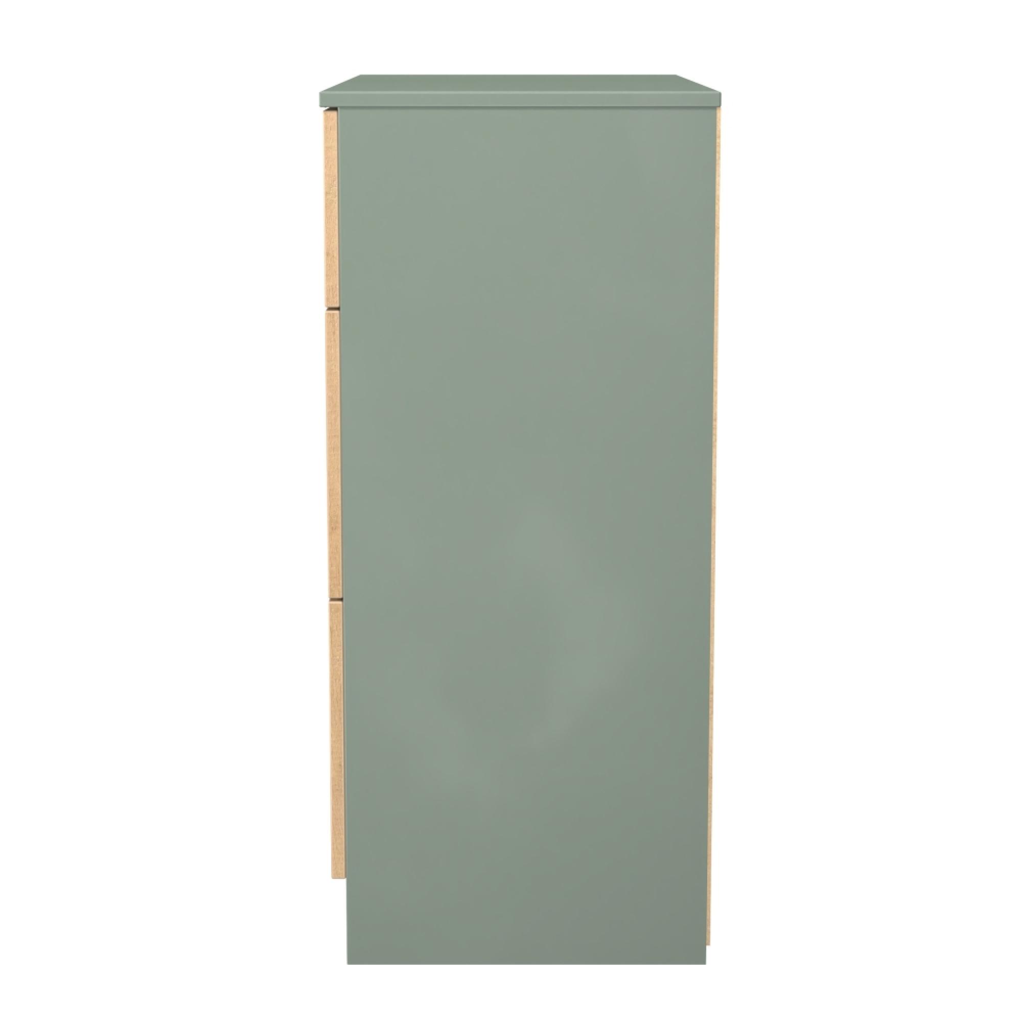 Java Fluted Chest - 3 Drawer - Deep - Natural and Reed Green