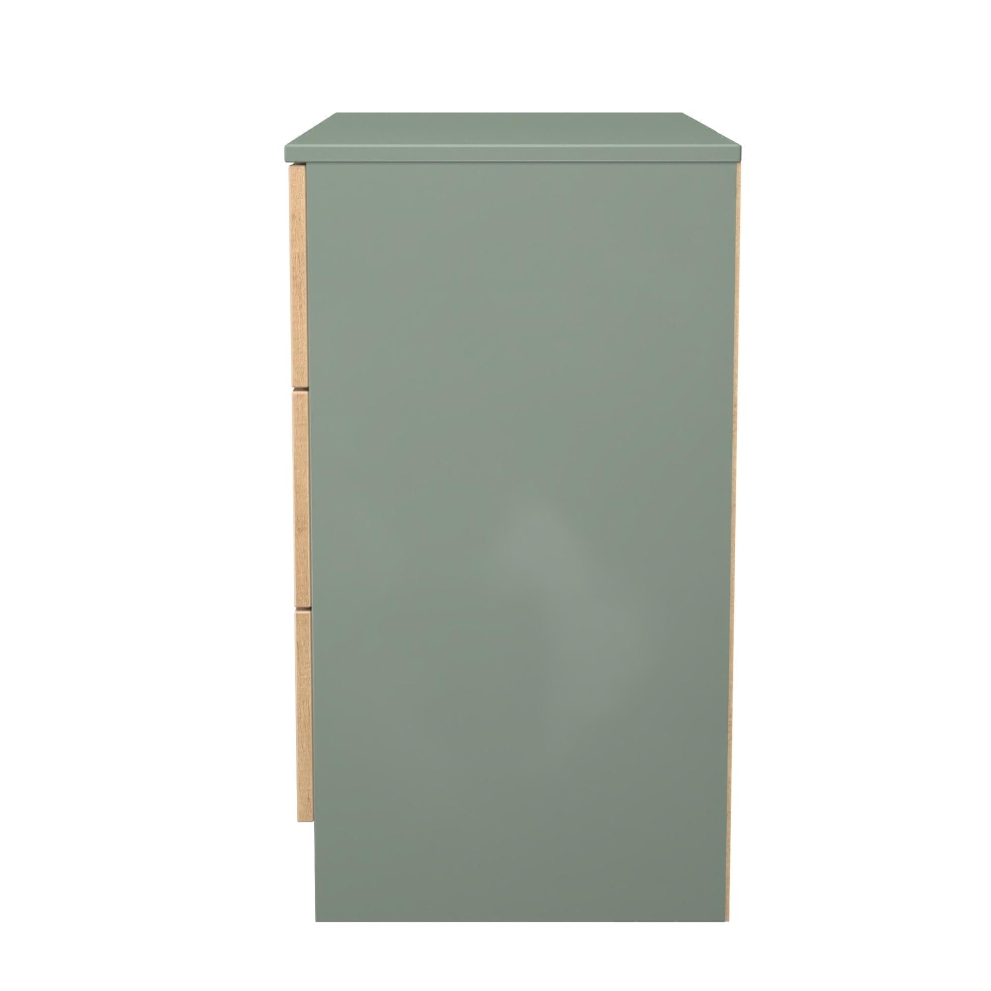 Java Fluted Chest - 3 Drawer - Natural and Reed Green