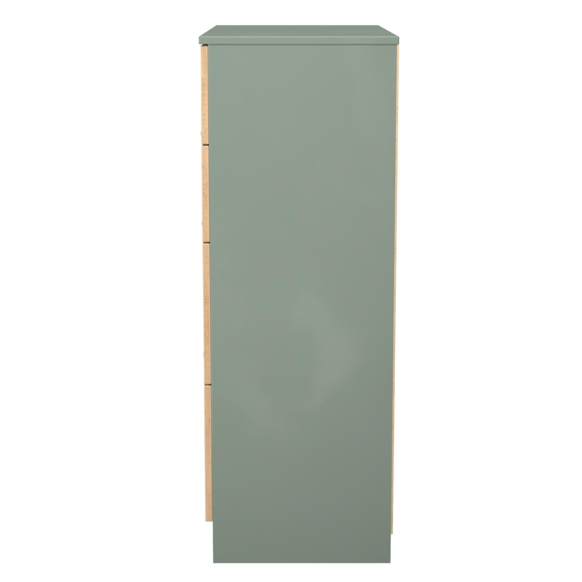 Java Fluted Chest - 4 Drawer - Deep - Natural and Reed Green