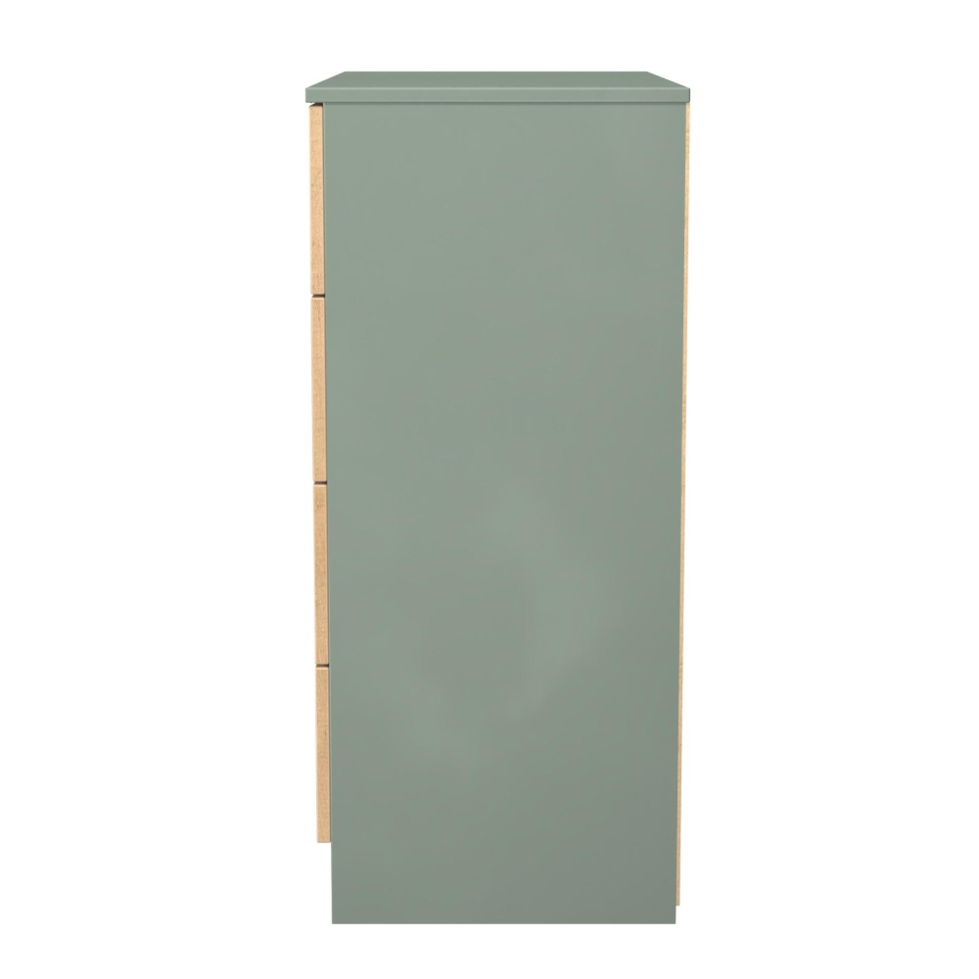 Java Fluted Chest - 4 Drawer - Natural and Reed Green