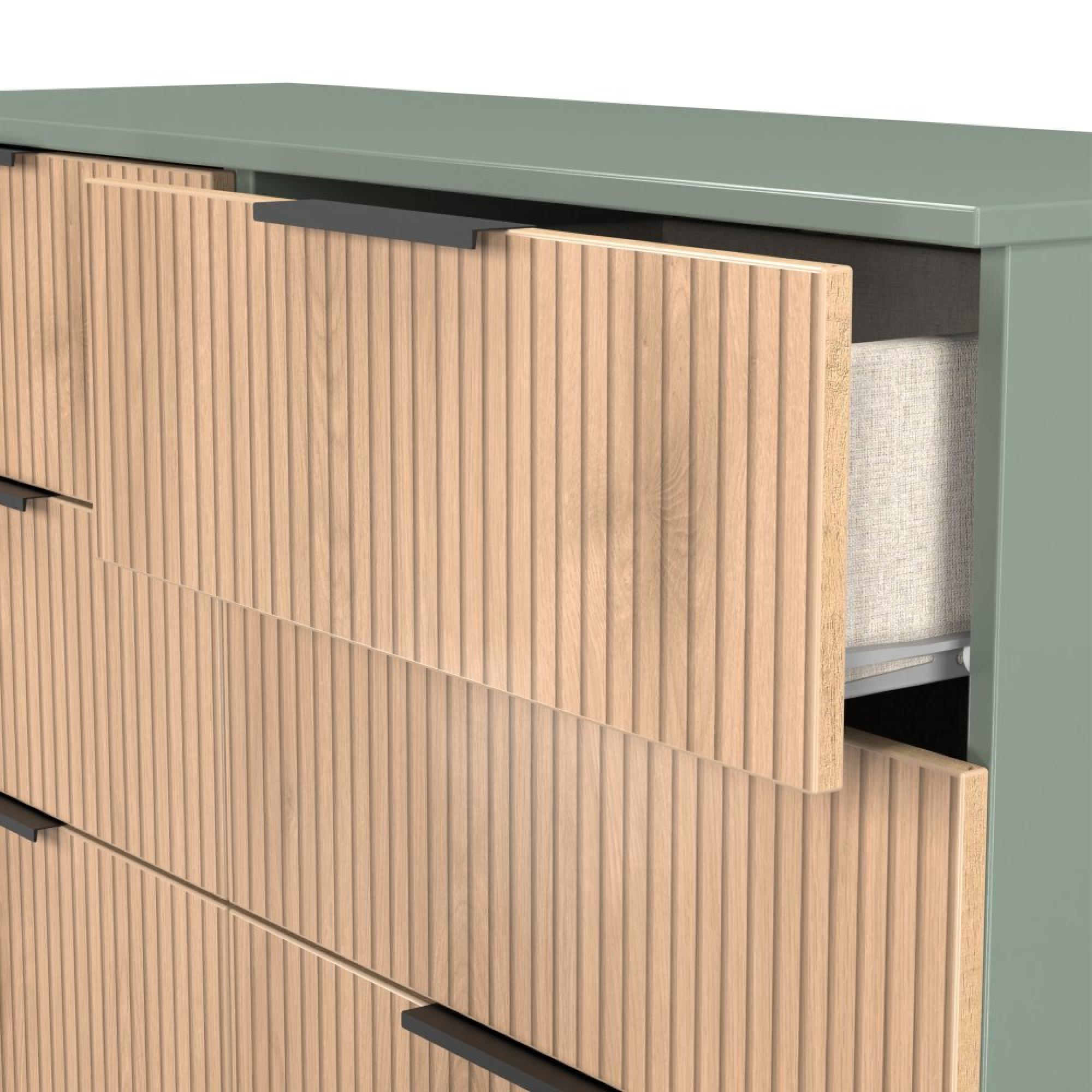 Java Fluted Chest - 6 Drawer - Midi - Natural and Reed Green
