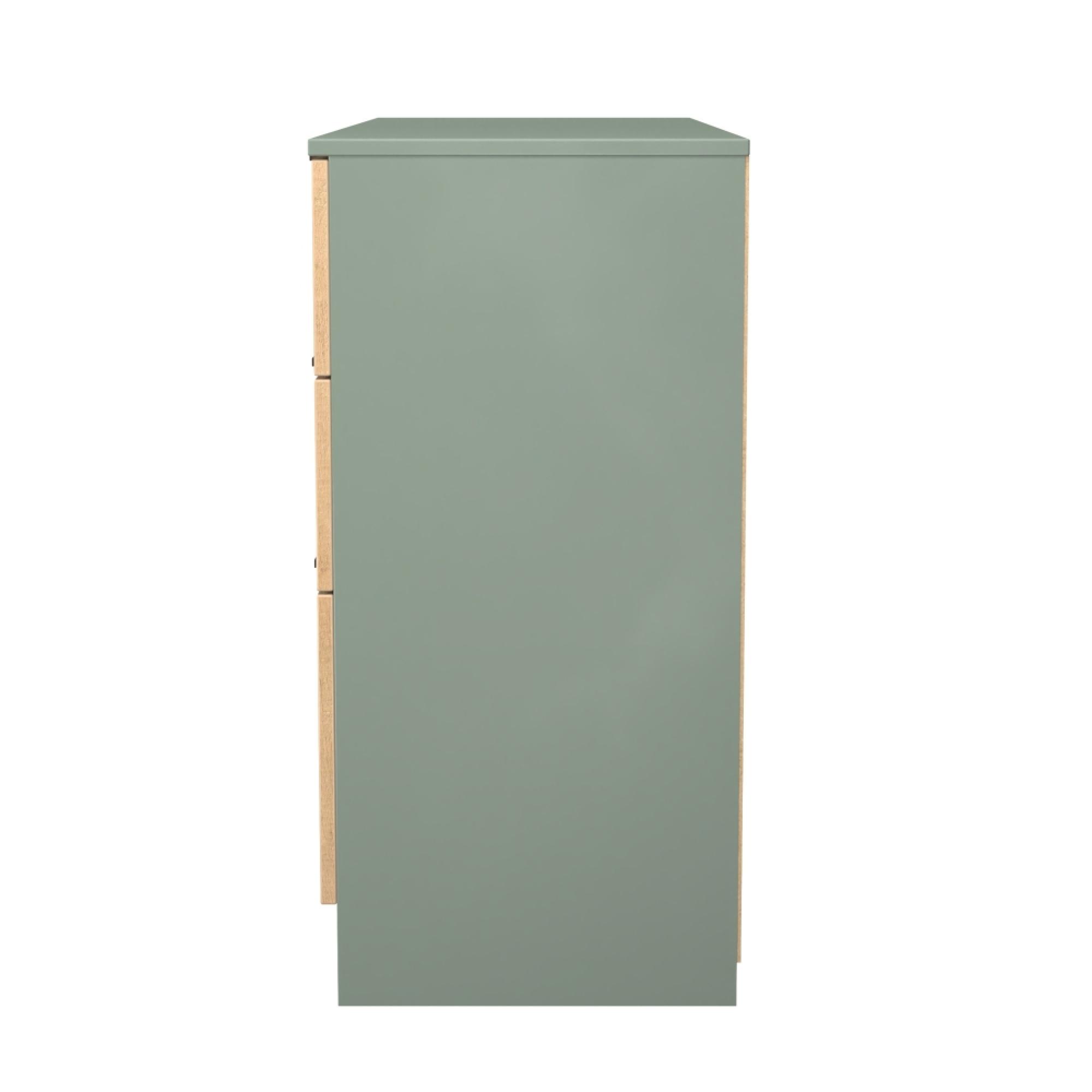 Java Fluted Chest - 6 Drawer - Midi - Natural and Reed Green