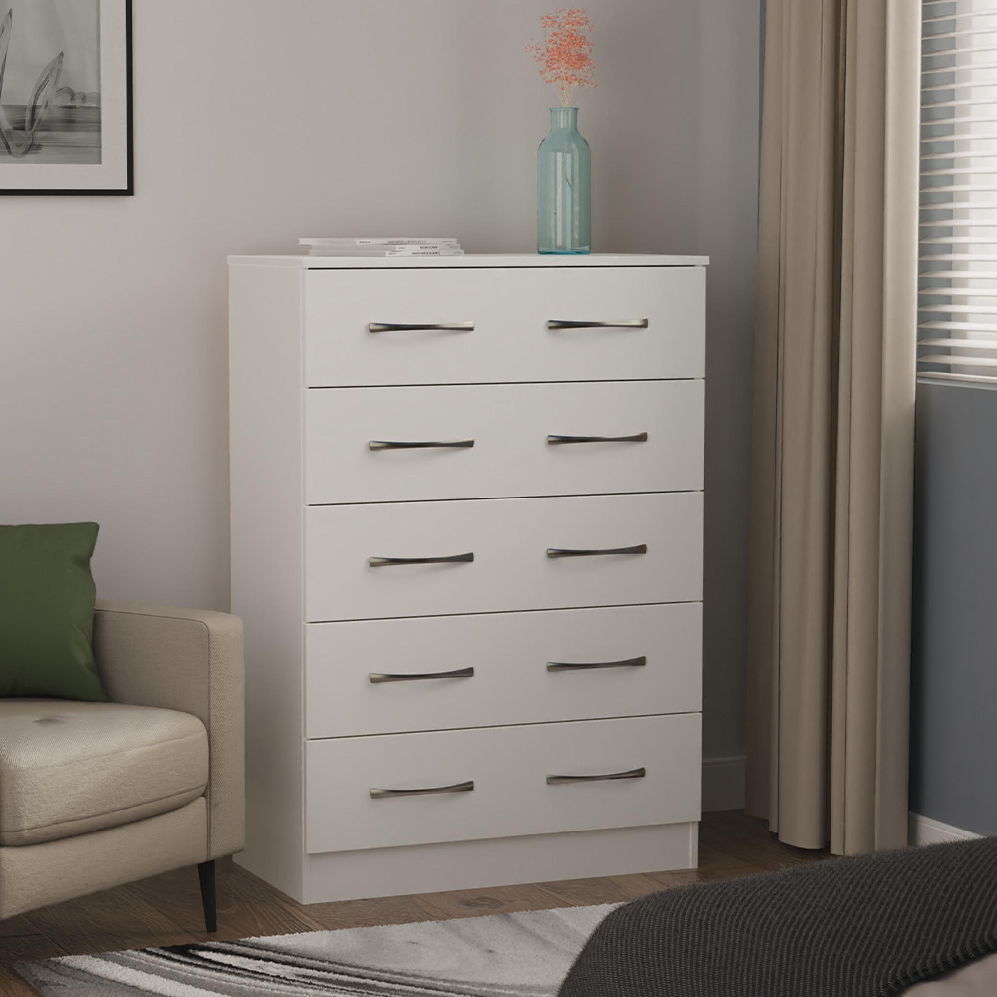 Avon Chest - 5 Drawer - White