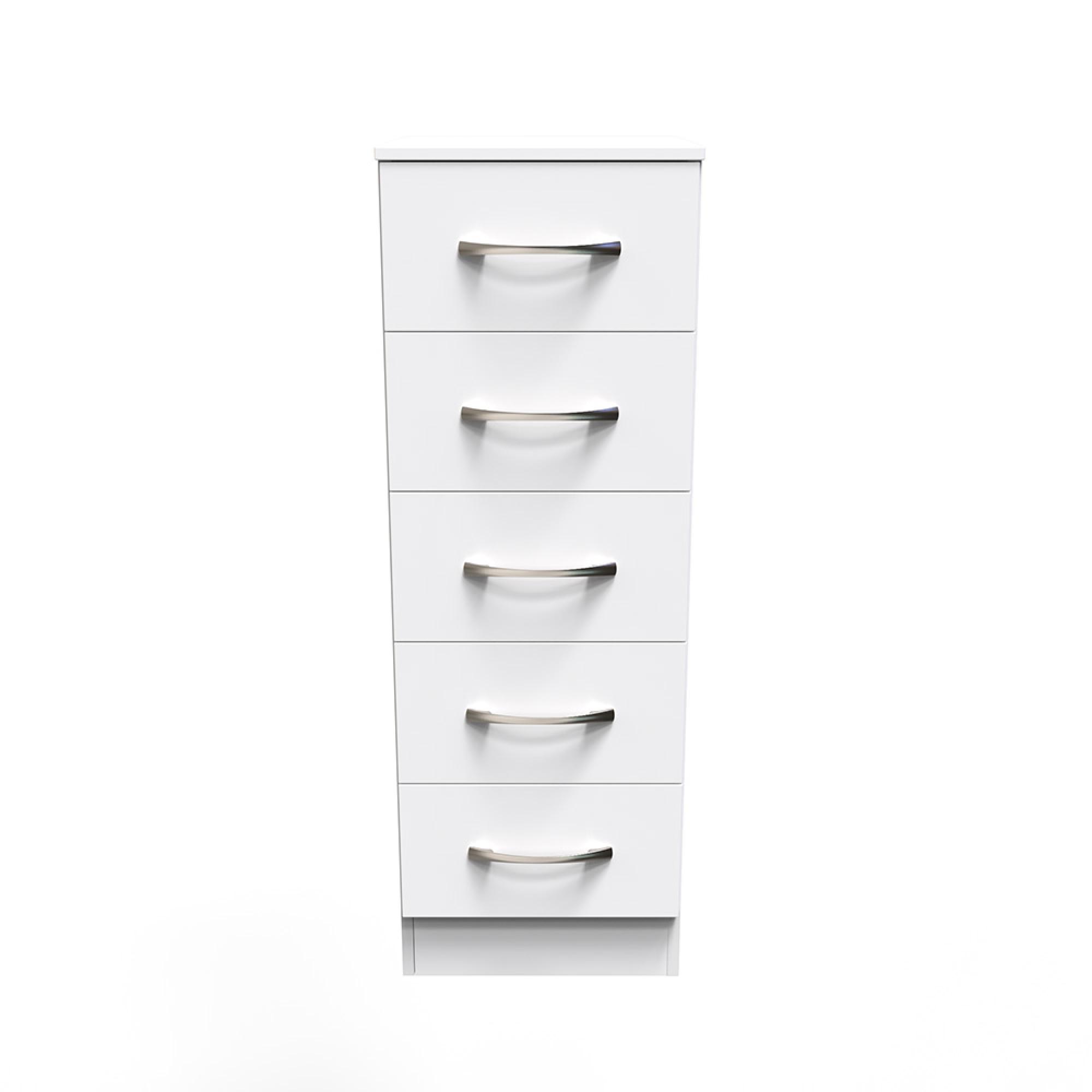 Avon Chest - 5 Drawer - Narrow - White