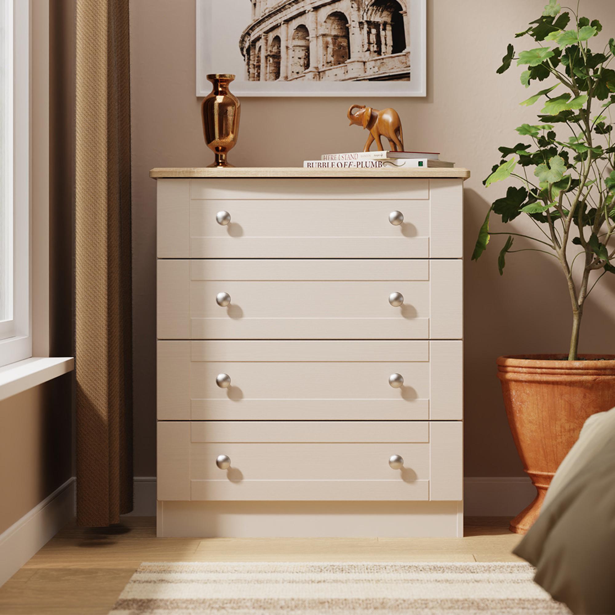 Sussex Chest - 4 Drawer - Cashmere and Oak