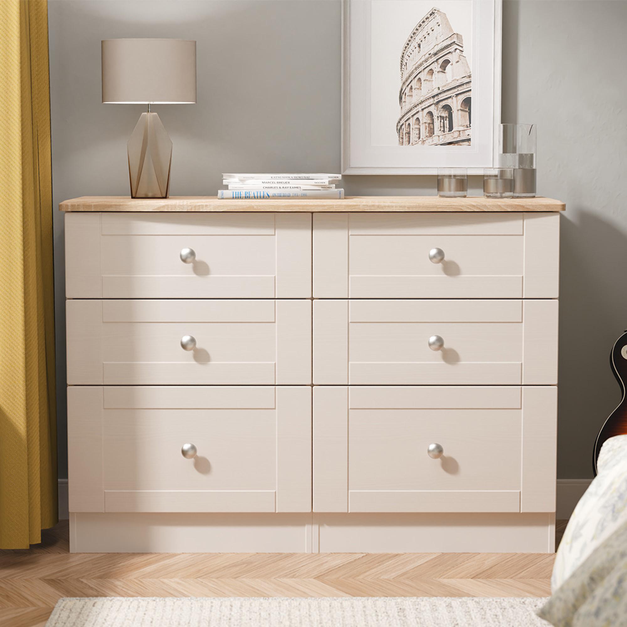 Sussex Midi Chest - 6 Drawer - Cashmere and Oak