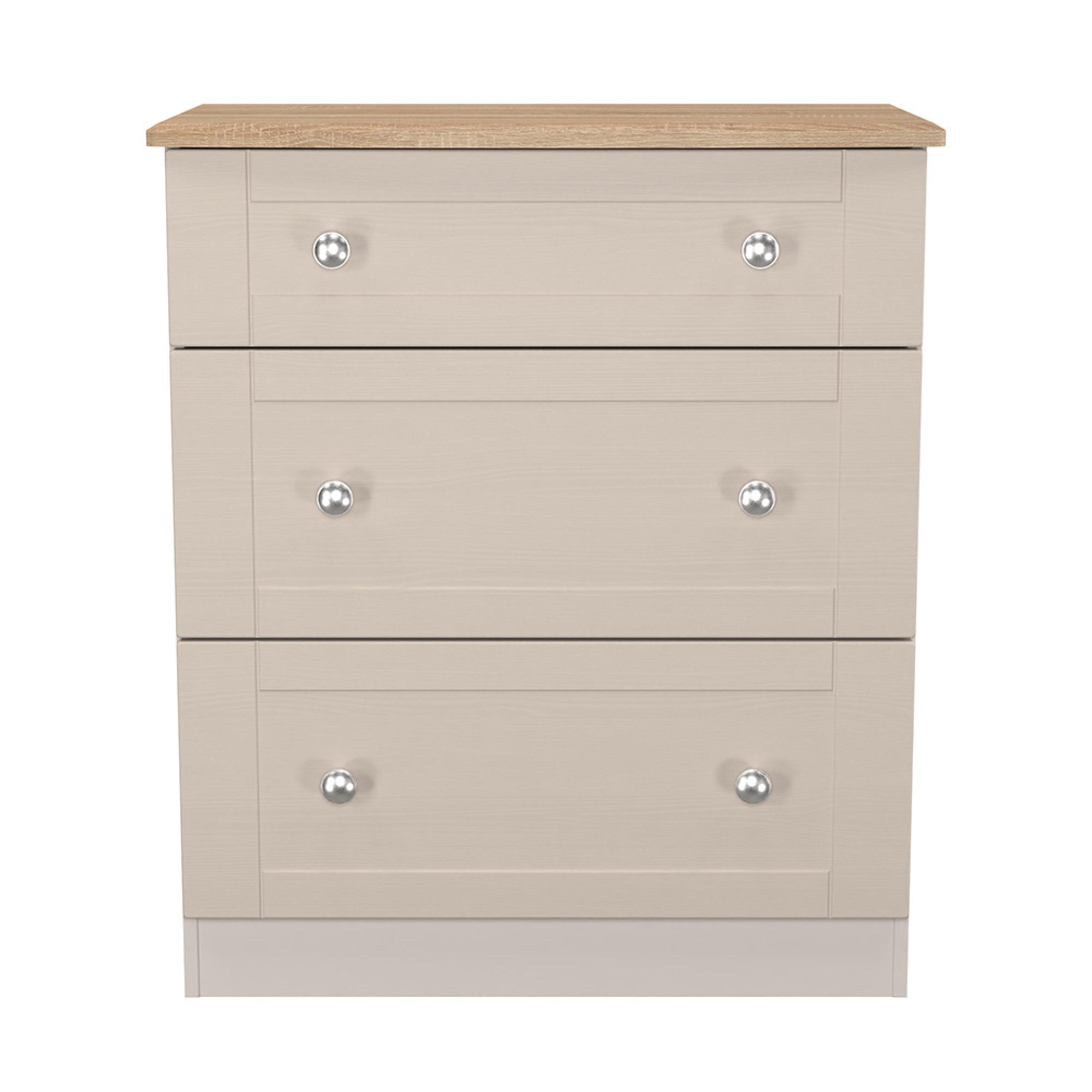 Sussex Deep Chest - 3 Drawer - Cashmere and Oak