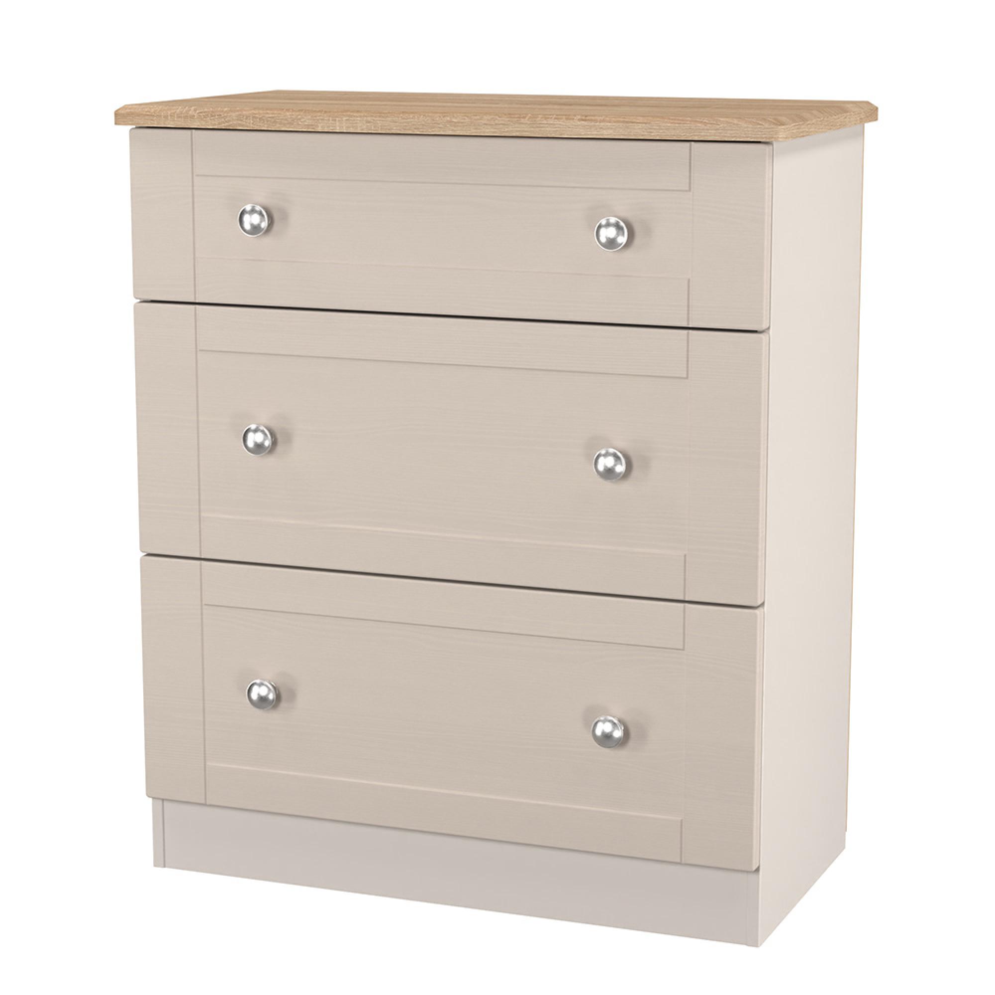 Sussex Deep Chest - 3 Drawer - Cashmere and Oak