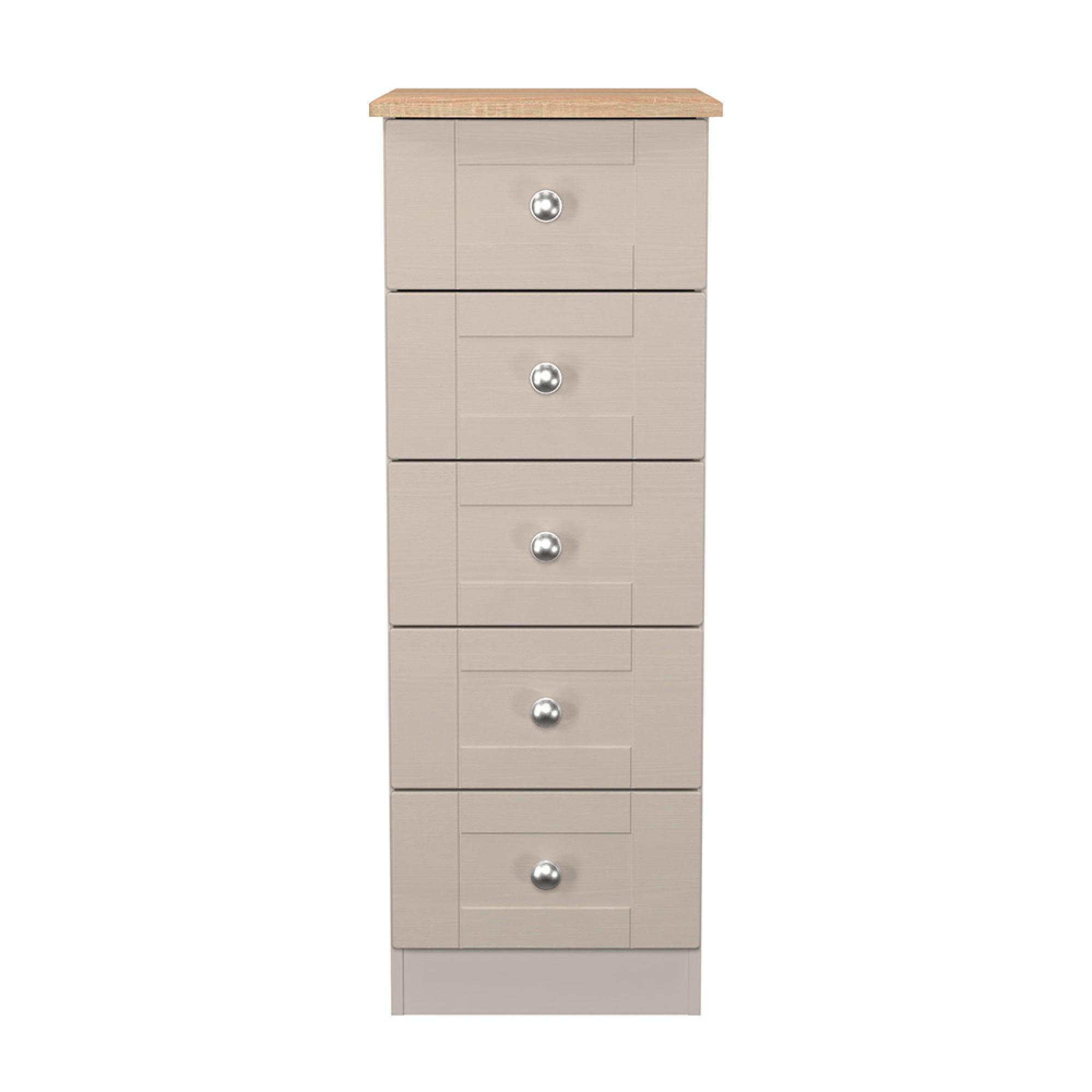 Sussex Narrow Chest - 5 Drawer - Cashmere and Oak
