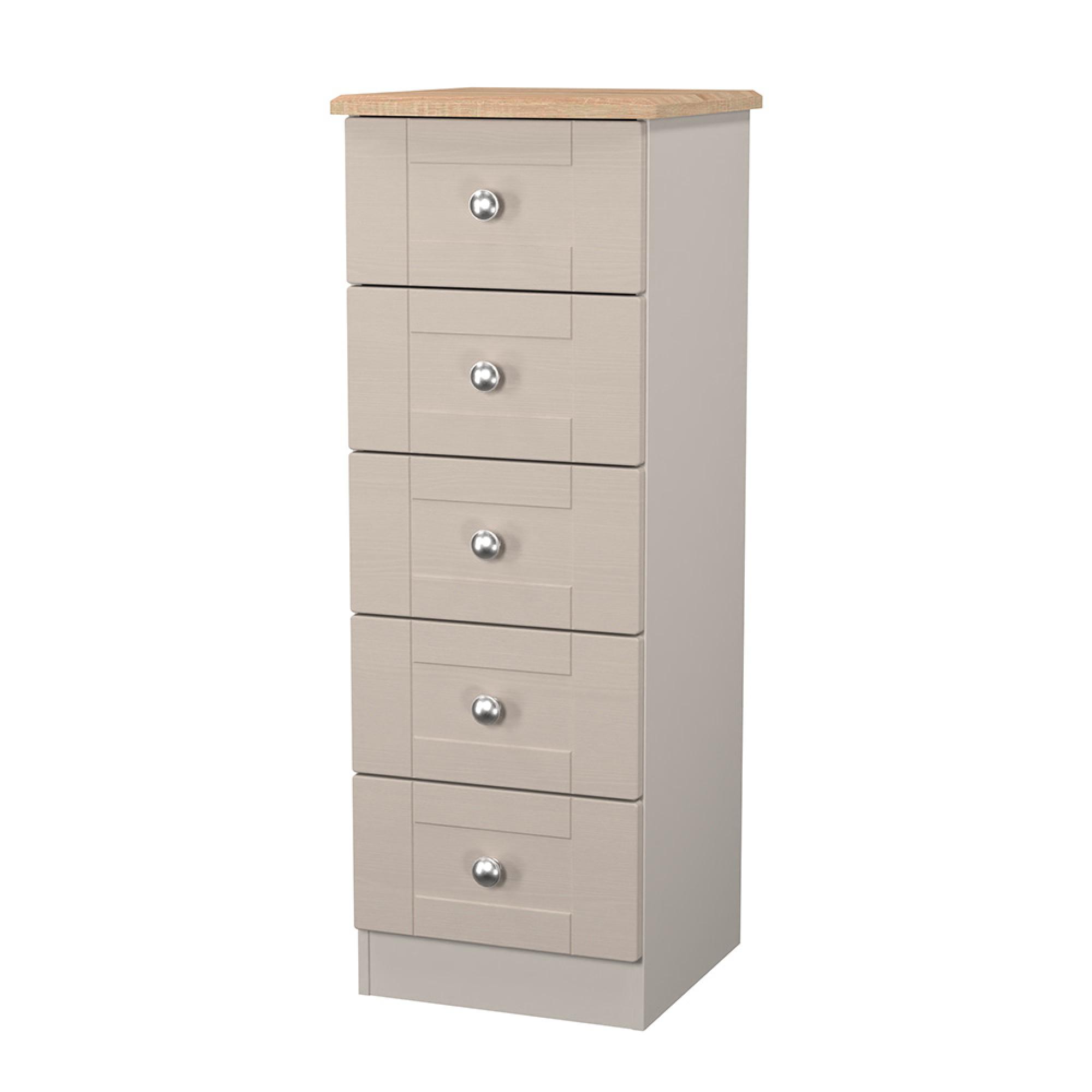 Sussex Narrow Chest - 5 Drawer - Cashmere and Oak