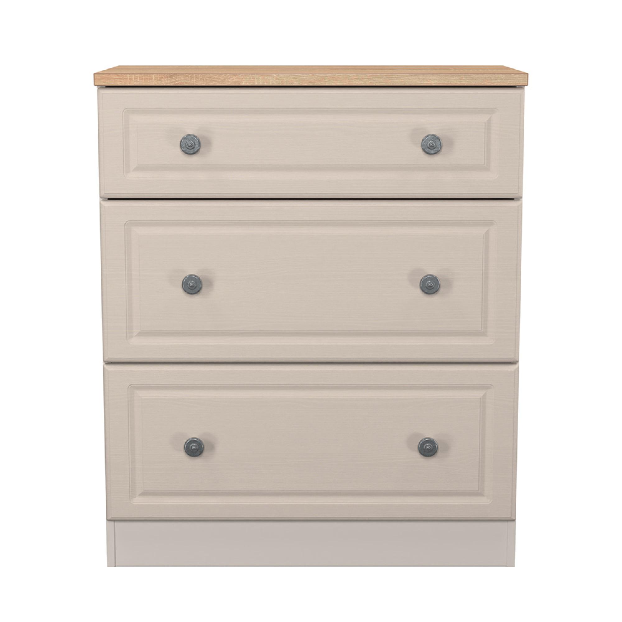 Norfolk Chest - Deep - 3 Drawer - Cashmere and Oak