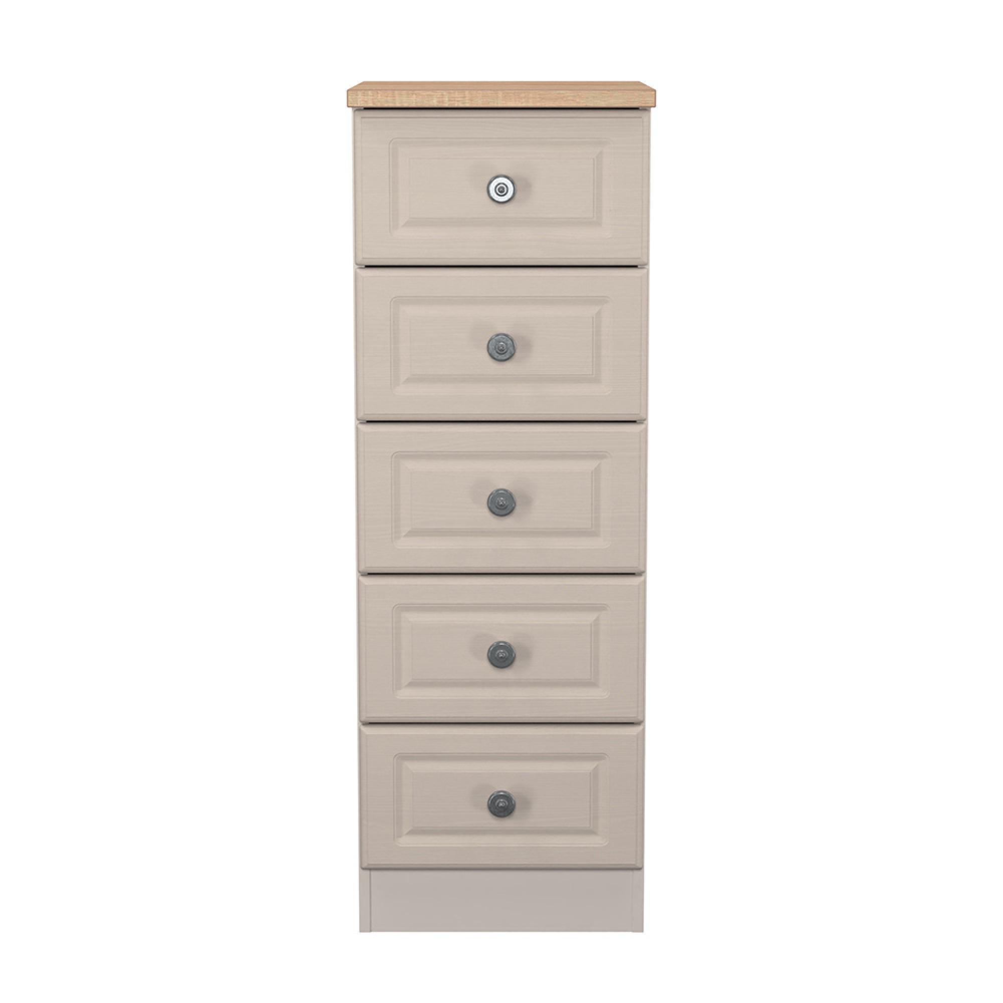Norfolk Chest - Narrow - 5 Drawer - Cashmere and Oak