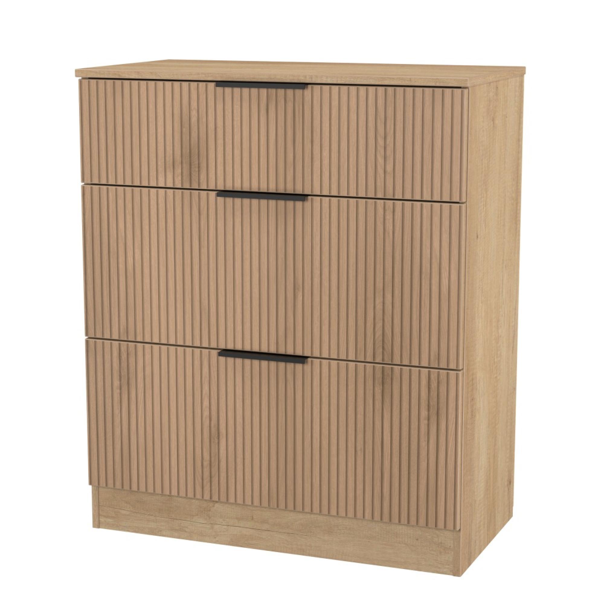 Java Fluted Chest - 3 Drawer - Deep - Natural and Nebraska
