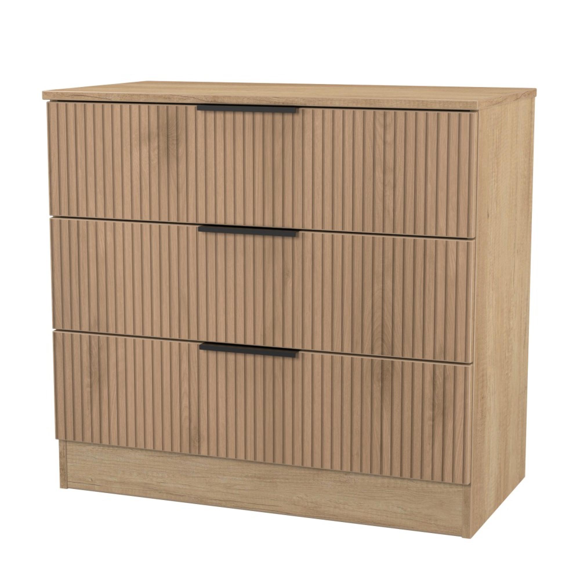 Java Fluted Chest - 3 Drawer - Natural and Nebraska