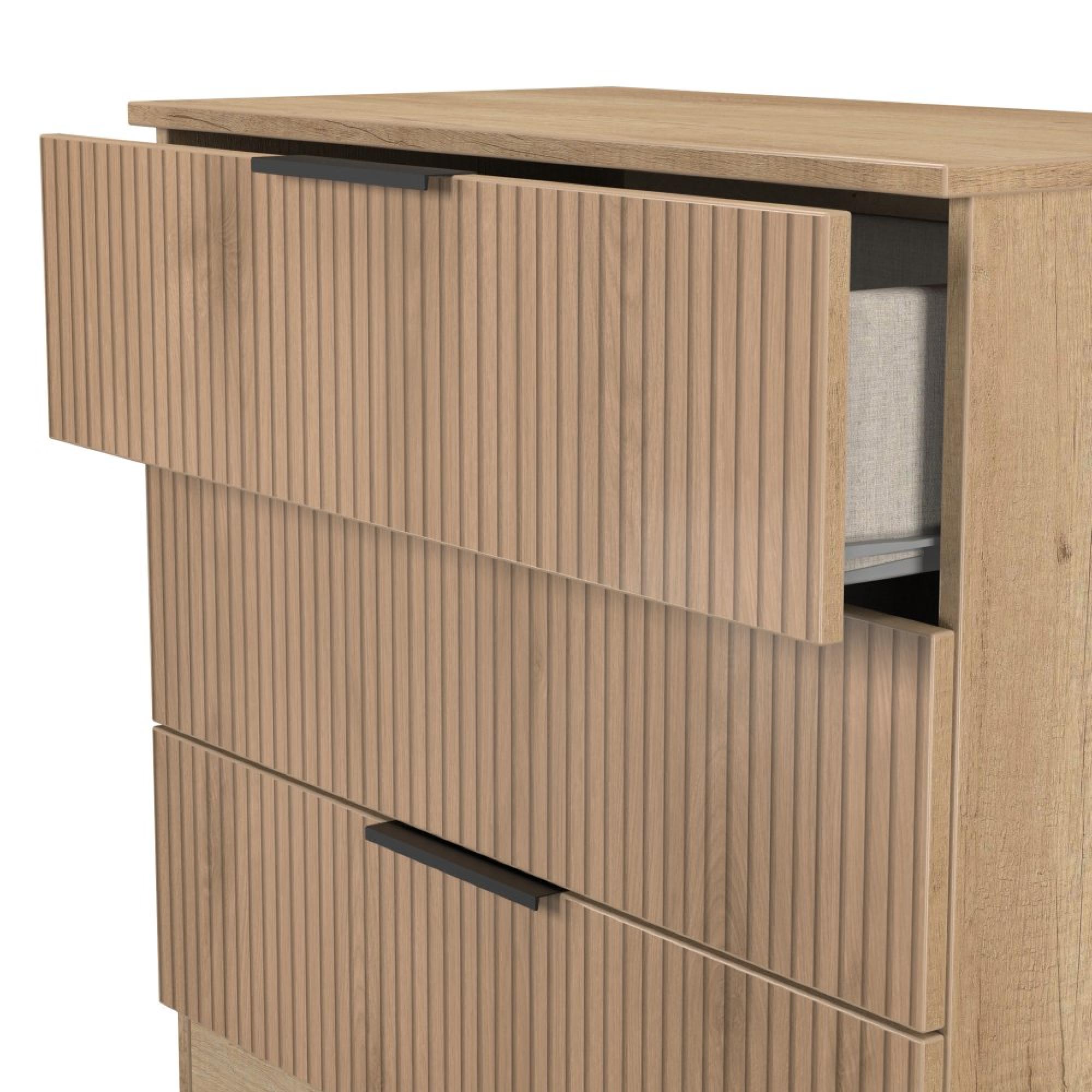 Java Fluted Chest - 3 Drawer - Natural and Nebraska