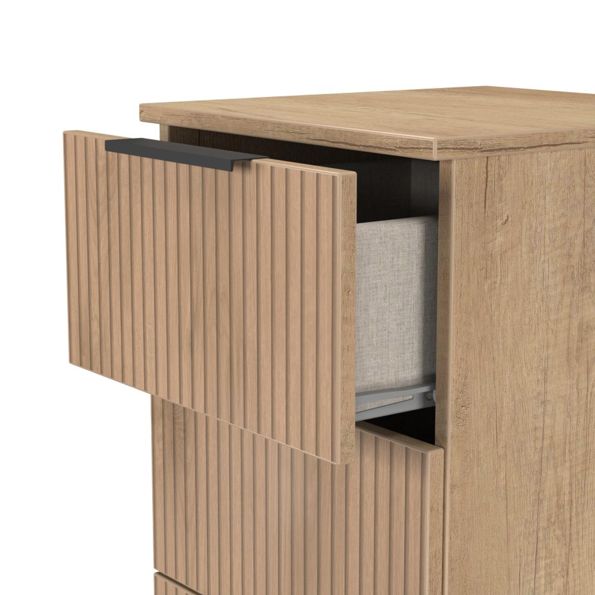 Java Fluted Chest - 5 Drawer - Narrow - Natural and Nebraska