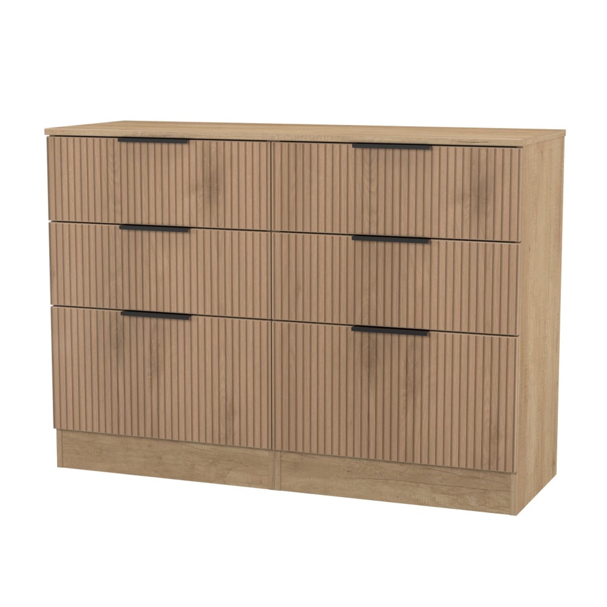 Java Fluted Chest - 6 Drawer - Midi - Natural and Nebraska