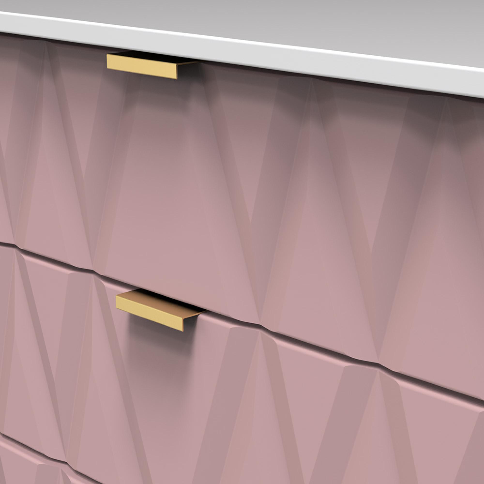 Diamond Chest - 4 Drawer - with Gold Hairpin Legs - Pink and White