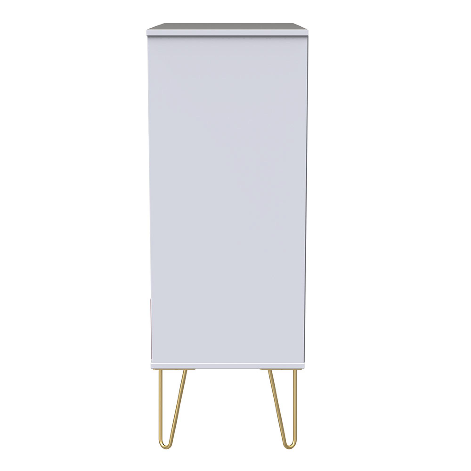 Diamond Chest - 5 Drawer - with Gold Hairpin Legs - Pink and White