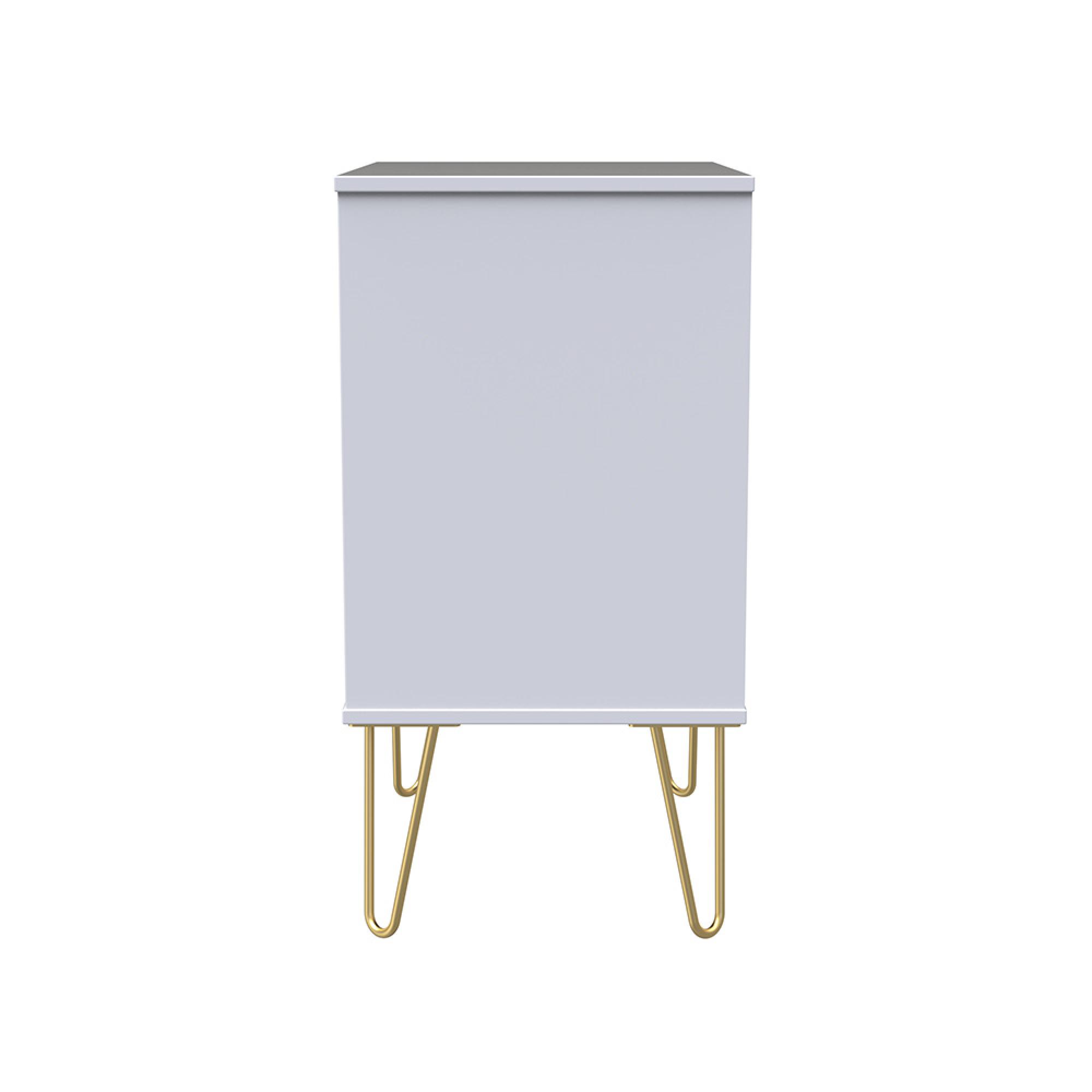 Diamond Midi Chest - 3 Drawer - with Gold Hairpin Legs - Pink and White