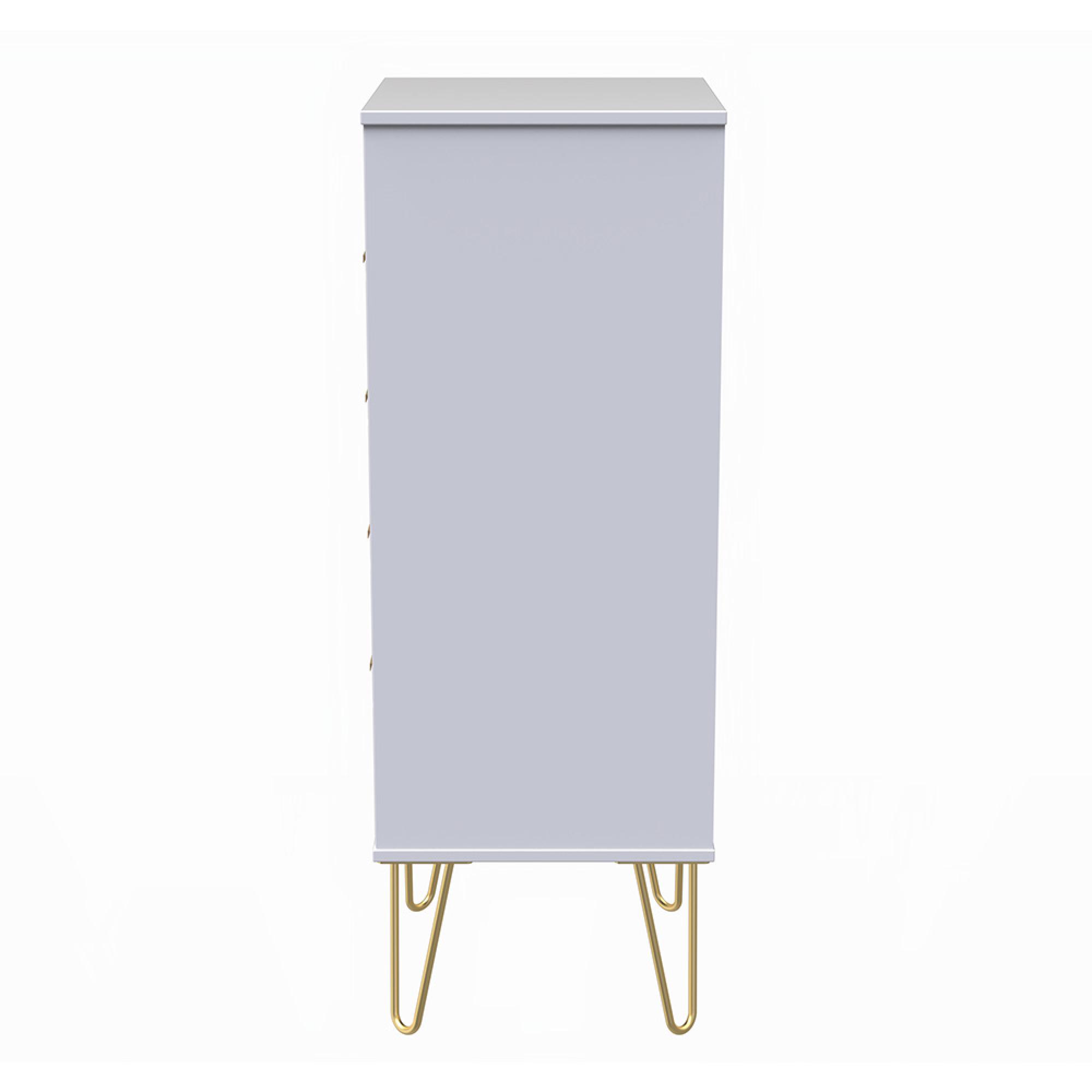 Diamond Narrow Chest - 5 Drawer - with Gold Hairpin Legs - Pink and White